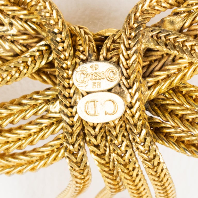 Christian Dior by Grosse 1958 Gilt Metal Choker Necklace For Sale at