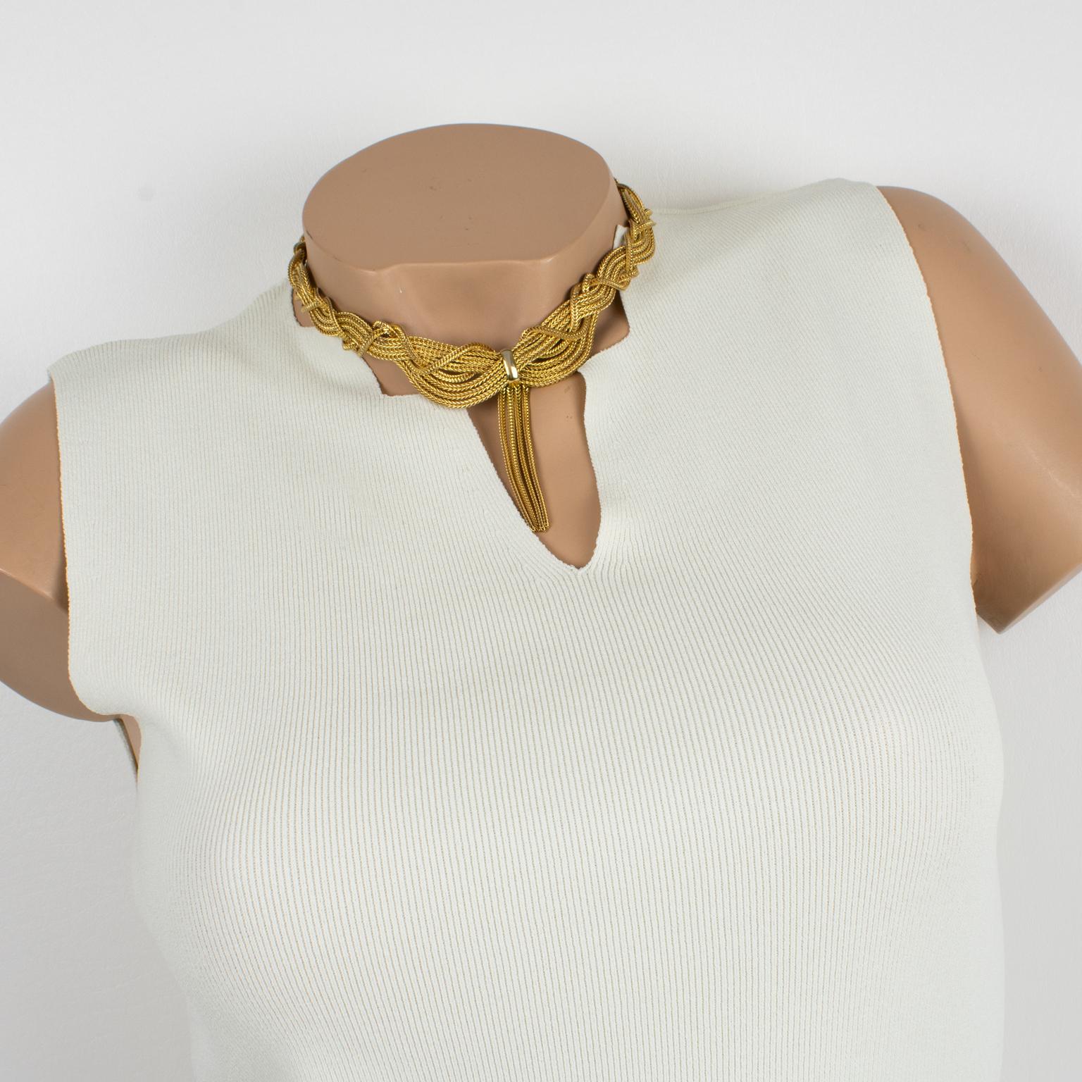 Stunning Christian Dior choker necklace, created and manufactured by Grosse. Crafted by Henkel & Grosse for Christian Dior for their 1958 collections when Marc Bohan was Head Designer of the House. Gilt metal multi-chain pattern with intricate