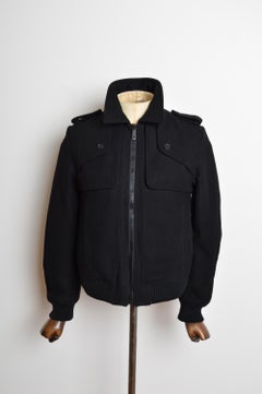 Christian Dior by Hedi Slimane AW 2006 Aviator Black Wool Bomber Jacket (blouson bombardier en laine)