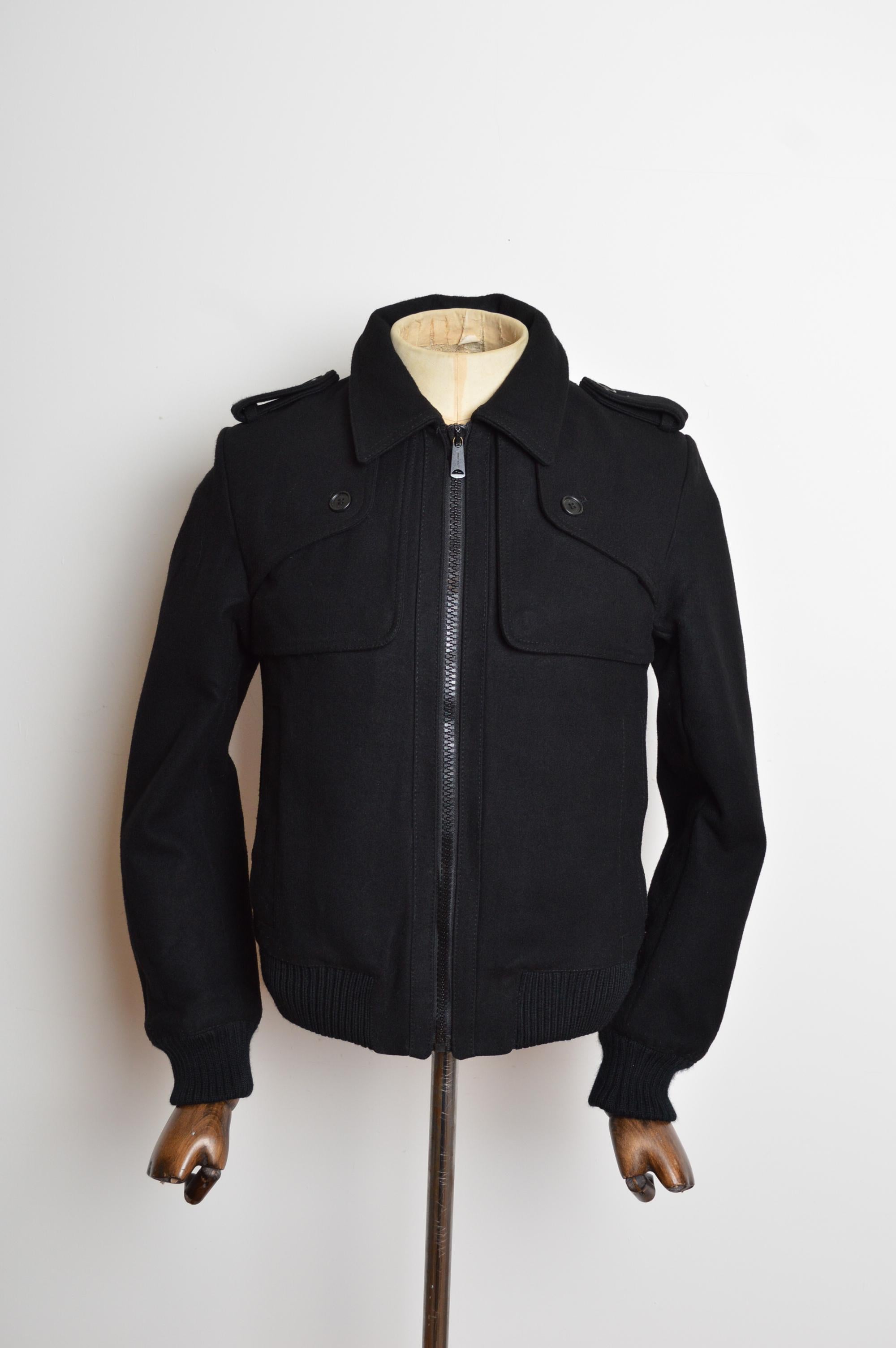 Christian Dior by Hedi Slimane AW 2006 Aviator Black Wool Bomber Christian Dior by Hedi Slimane AW 2006 Aviator Black Wool Bomber