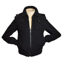 Christian Dior by Hedi Slimane AW 2006 Aviator Black Wool Bomber Jacket