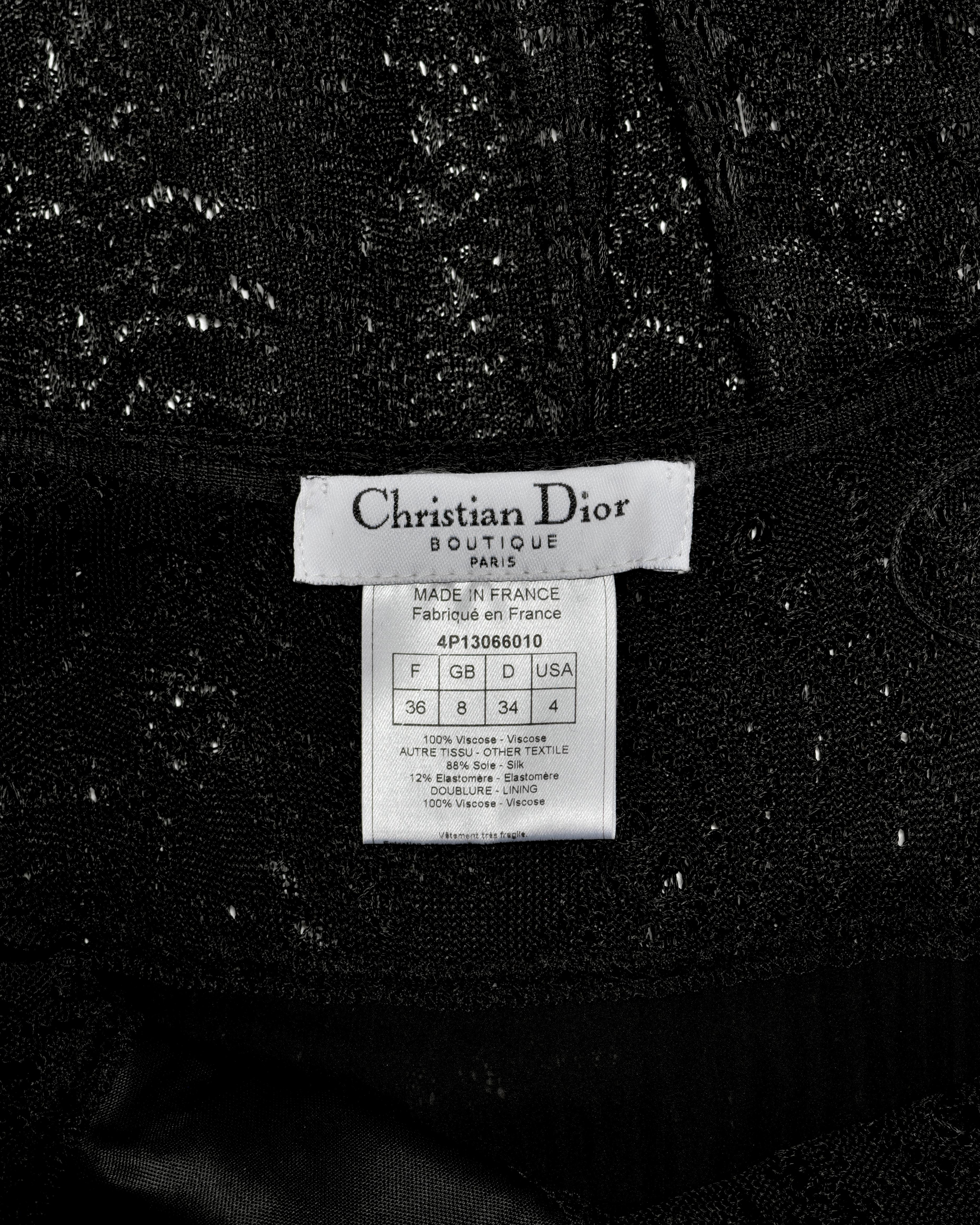 Christian Dior by Joh Galliano Maxi abito in maglia a punta nera, SS 2004 in vendita 8