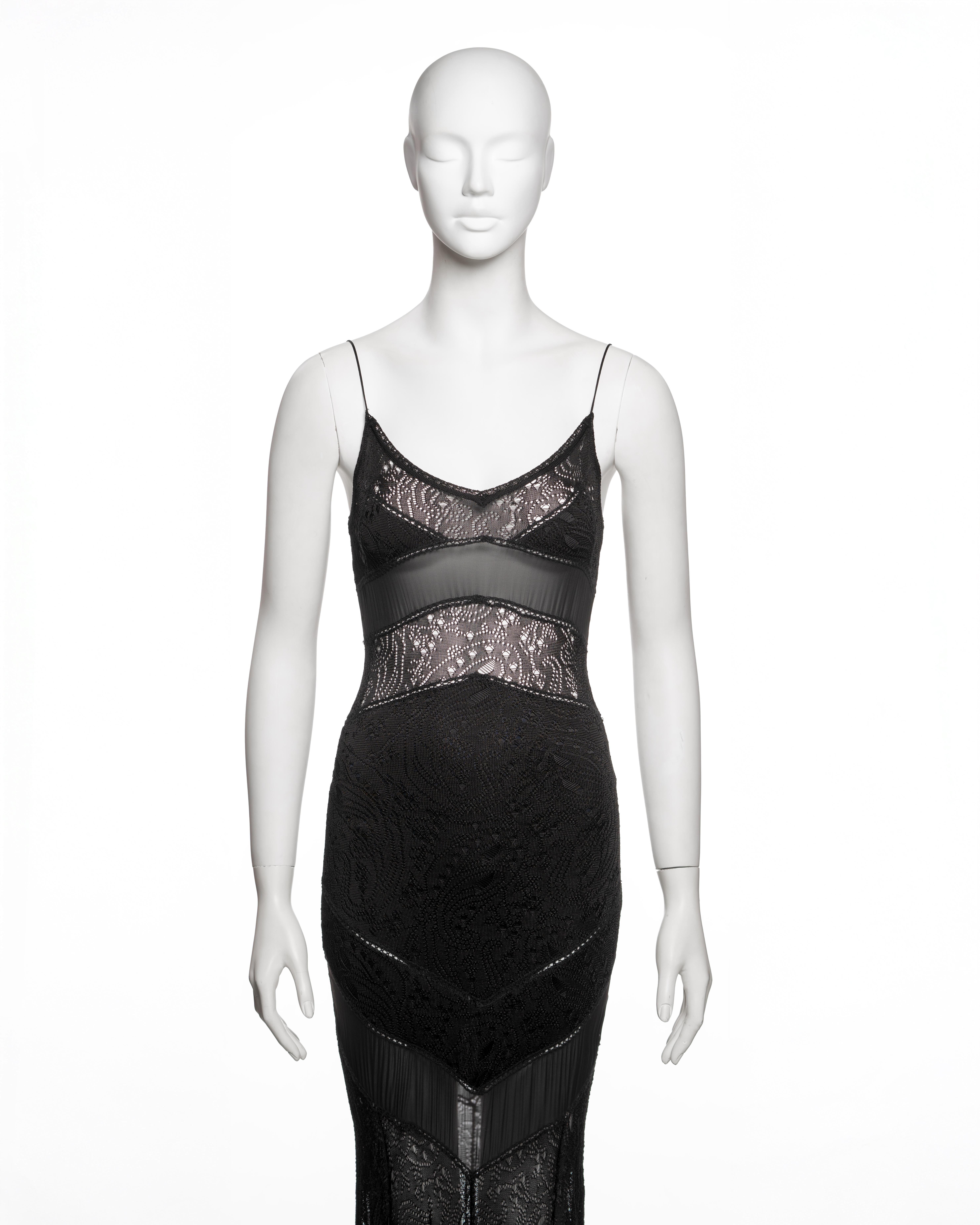 Nero Christian Dior by Joh Galliano Maxi abito in maglia a punta nera, SS 2004 in vendita