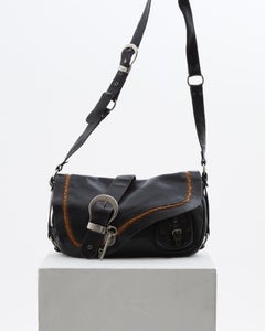 Christian Dior by John Galliano “Gaucho” black and tan shoulder bag, ss 2006