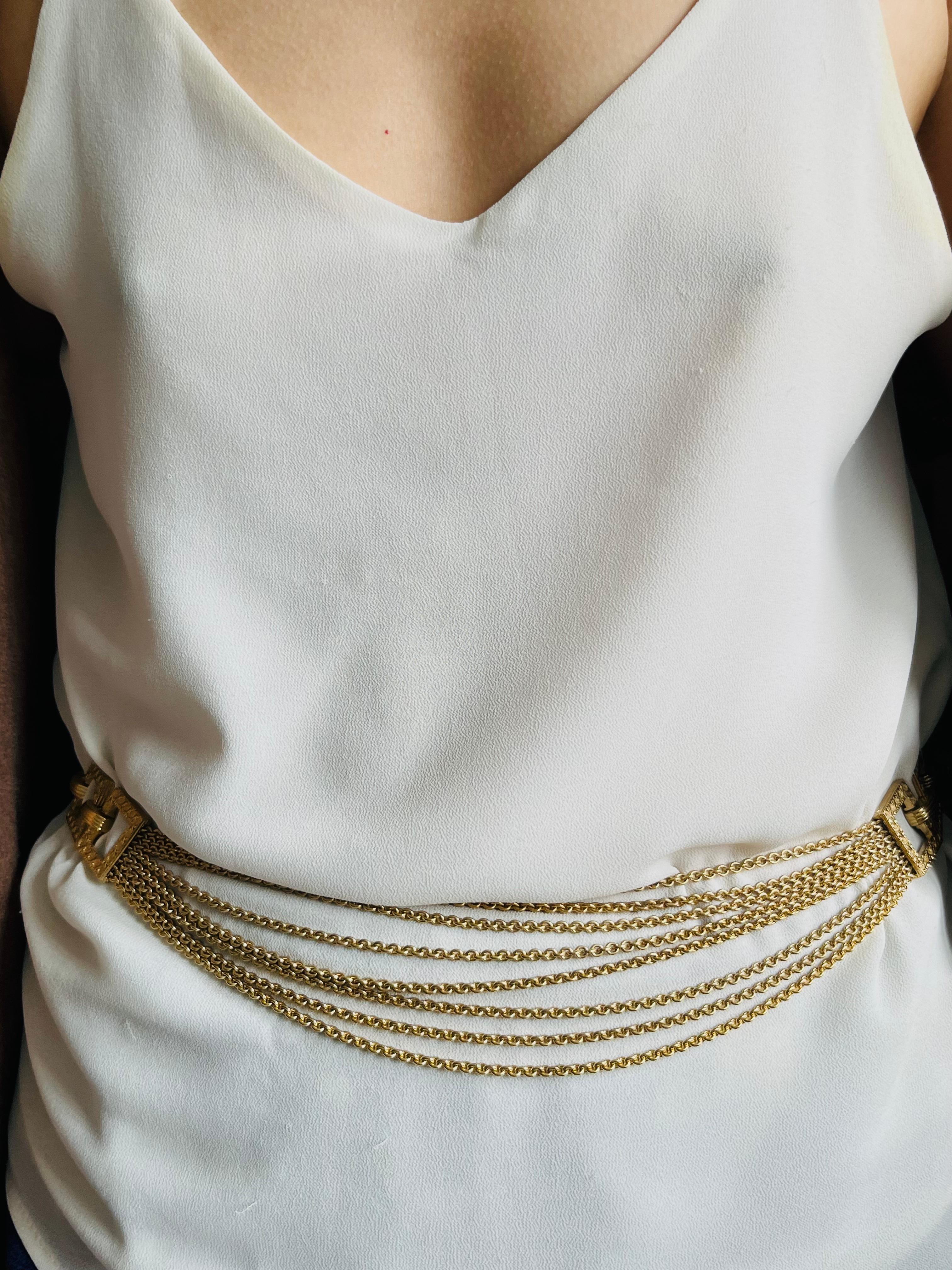 Christian Dior for Christian Dior 1990s 8 Strands Square Charm Link Necklace Belt in vendita 5