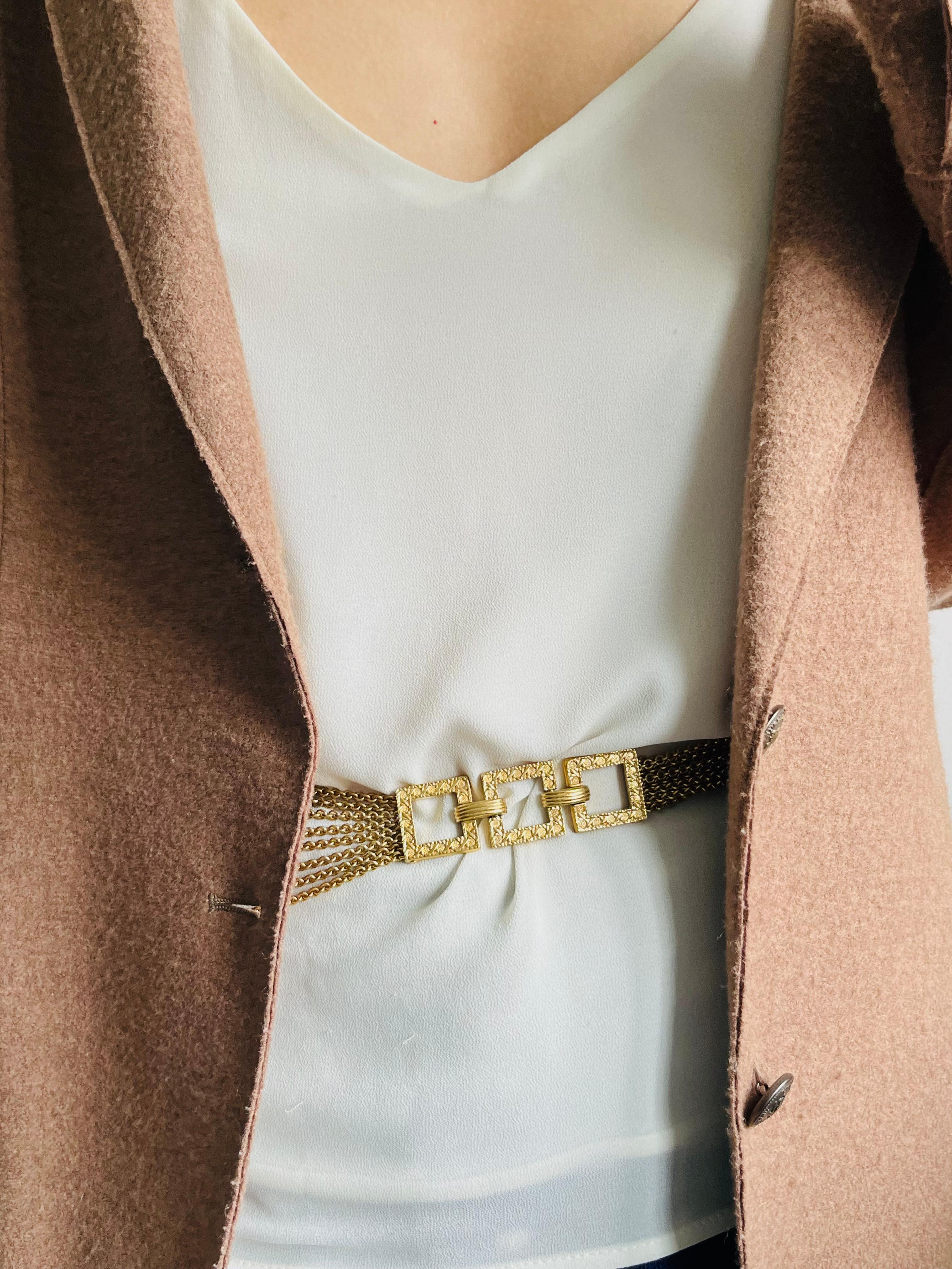 Christian Dior for Christian Dior 1990s 8 Strands Square Charm Link Necklace Belt in vendita 6