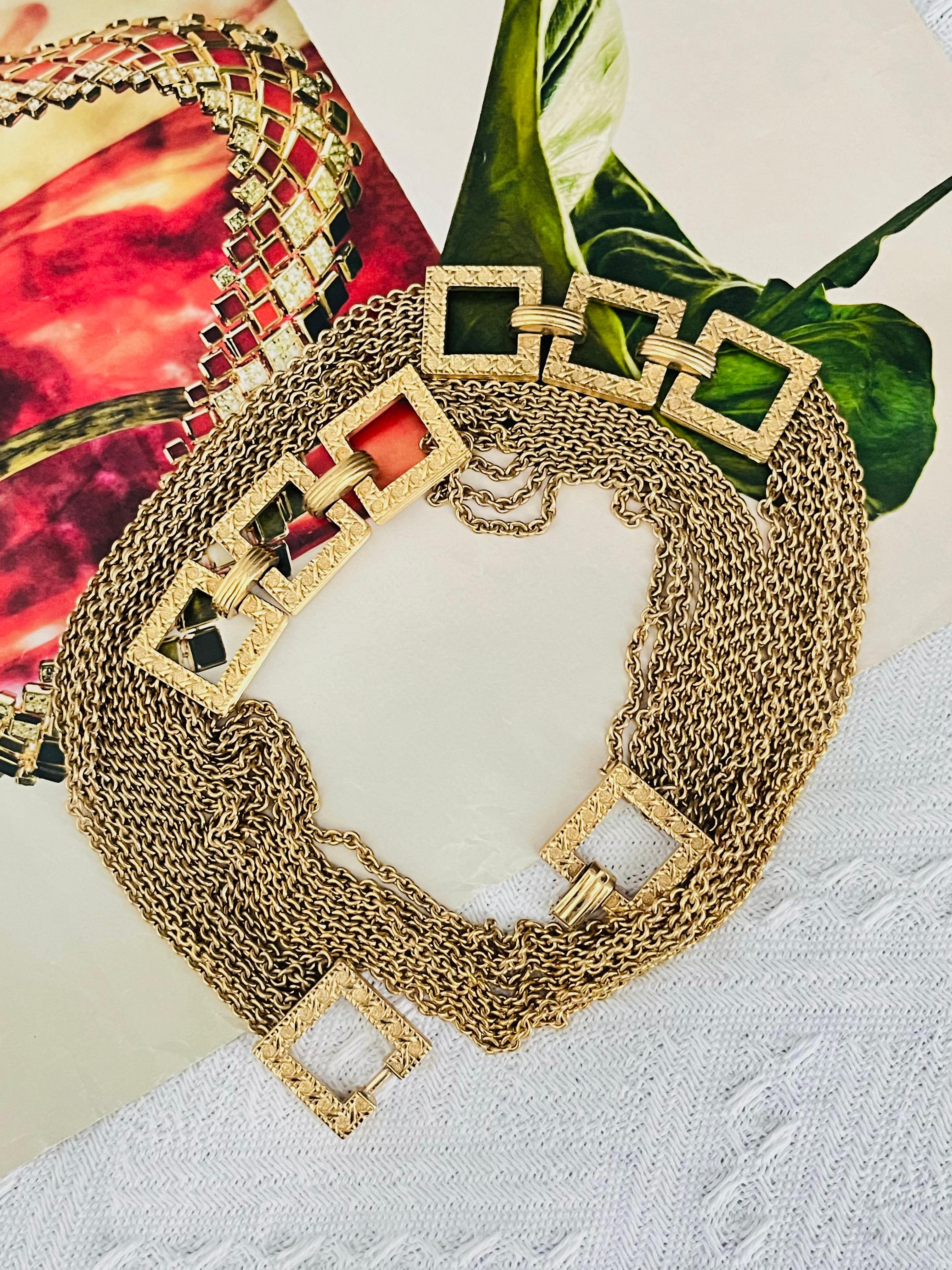 Art Déco Christian Dior for Christian Dior 1990s 8 Strands Square Charm Link Necklace Belt in vendita