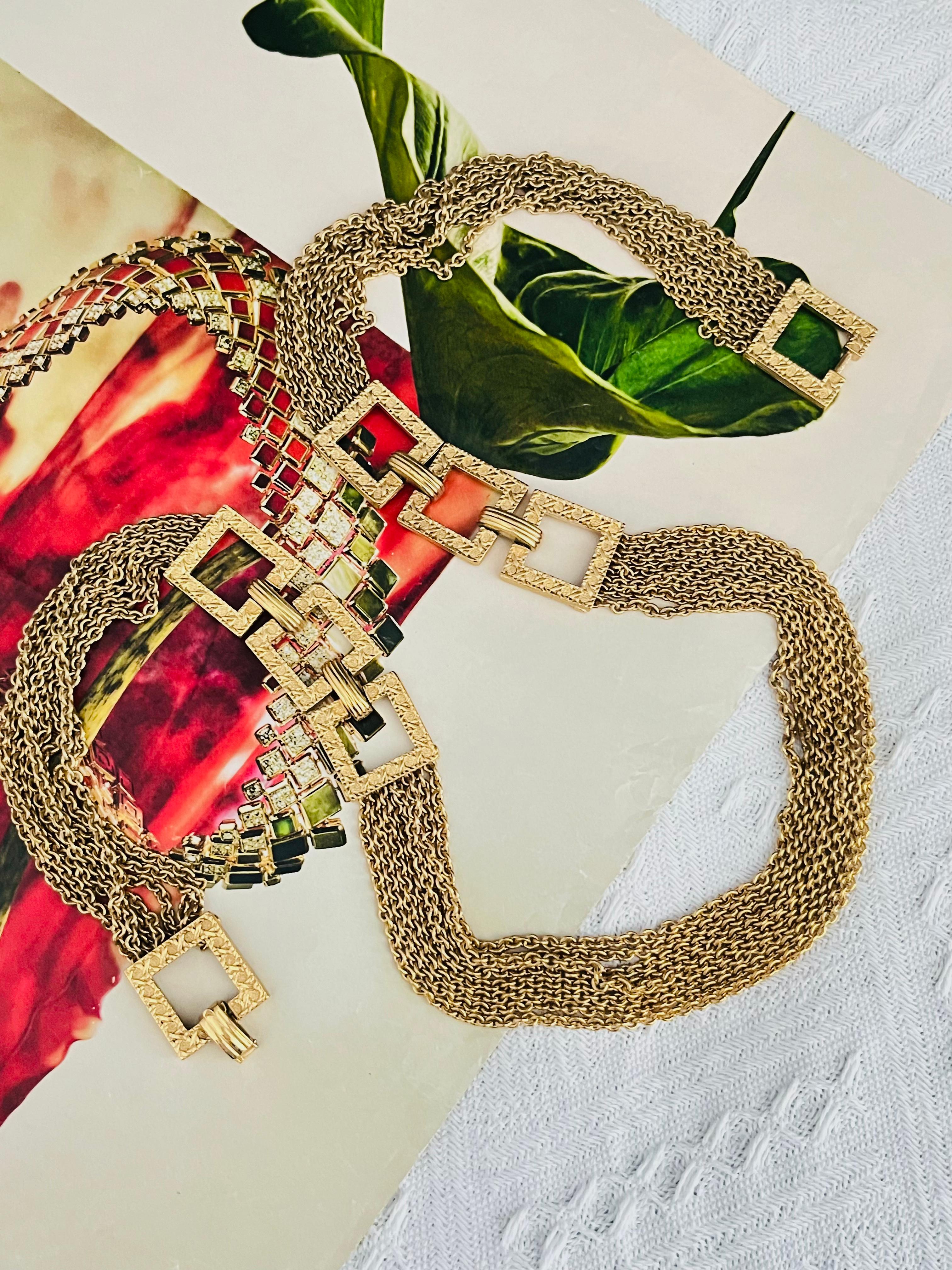 da uomo o donna Christian Dior for Christian Dior 1990s 8 Strands Square Charm Link Necklace Belt in vendita
