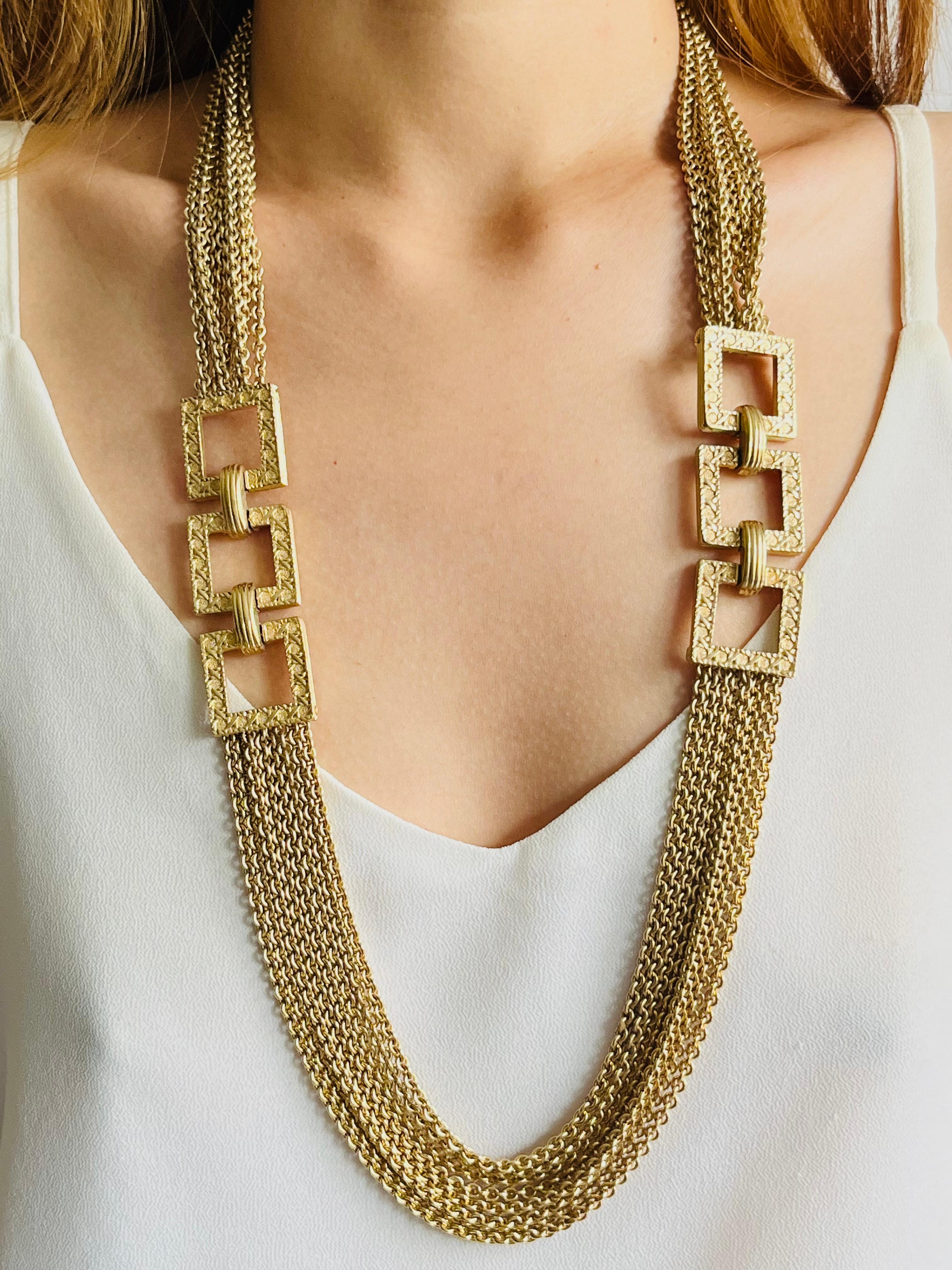 Christian Dior for Christian Dior 1990s 8 Strands Square Charm Link Necklace Belt in vendita 1