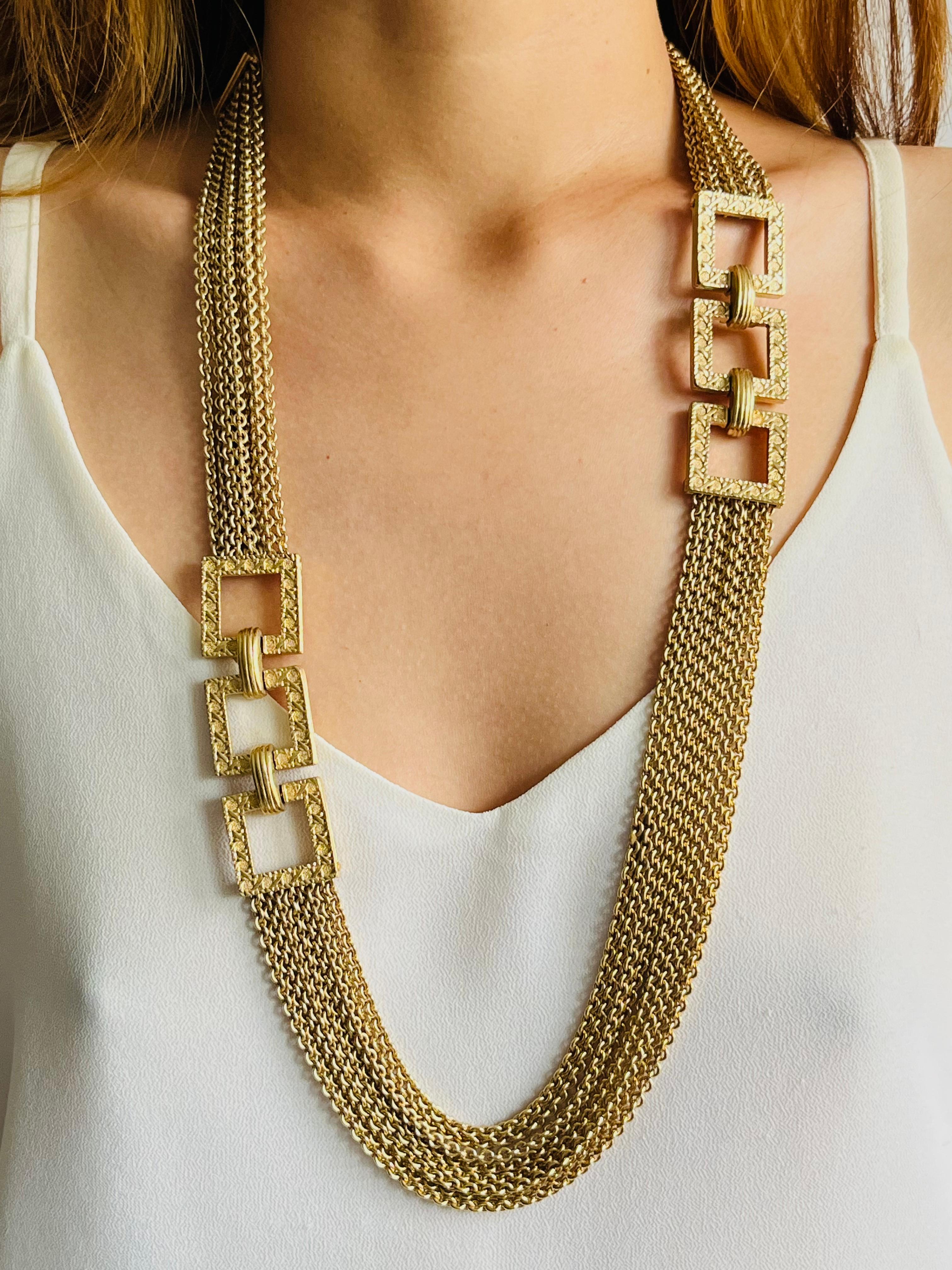 Christian Dior for Christian Dior 1990s 8 Strands Square Charm Link Necklace Belt in vendita 2