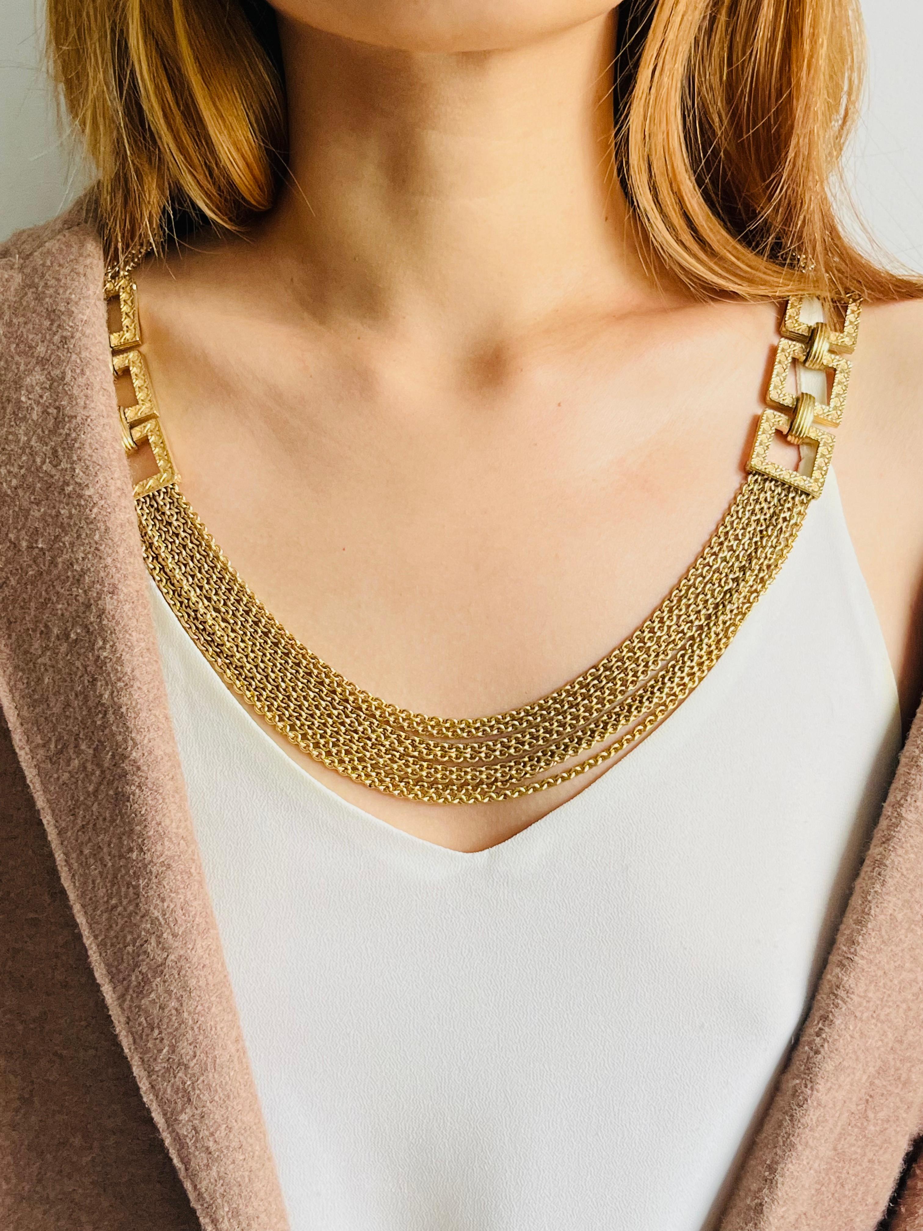 Christian Dior for Christian Dior 1990s 8 Strands Square Charm Link Necklace Belt in vendita 3