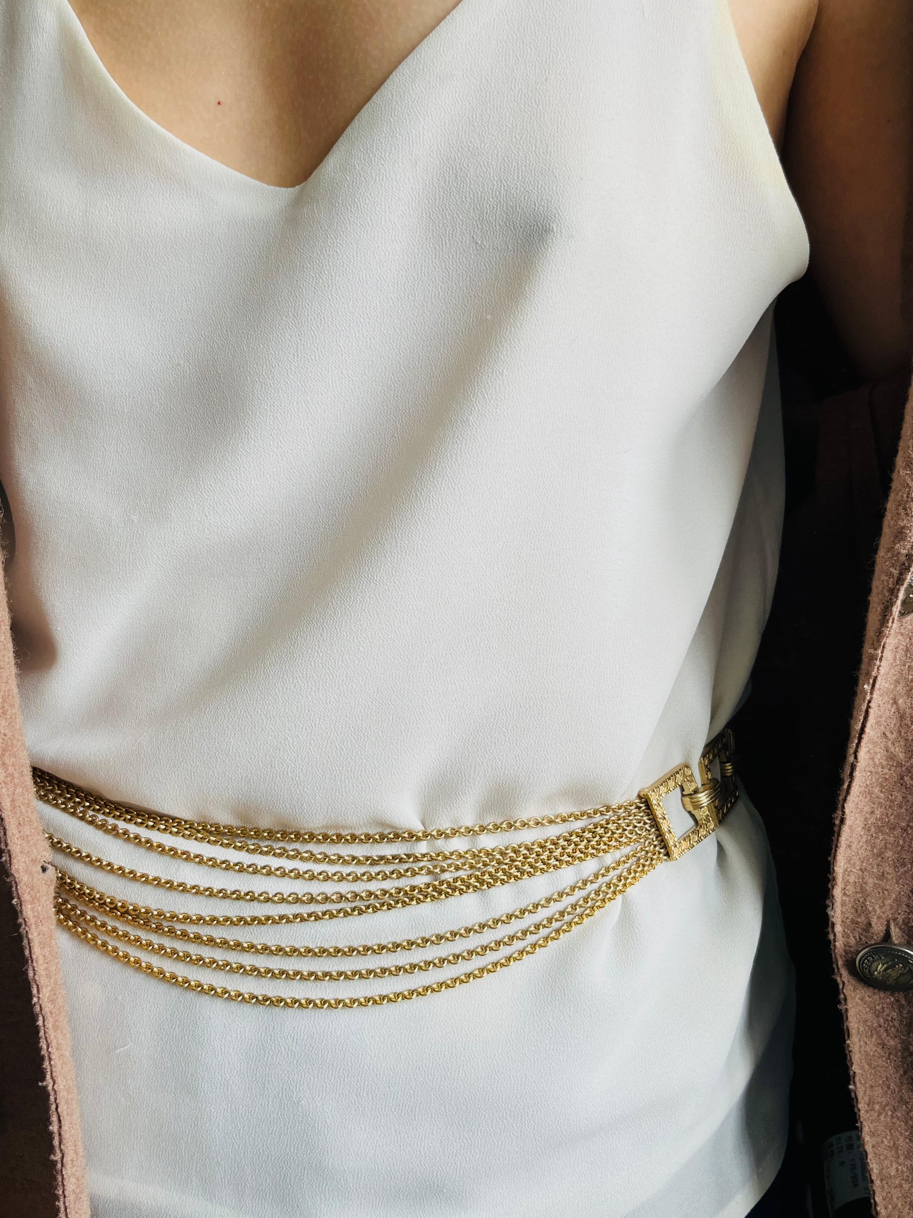 Christian Dior for Christian Dior 1990s 8 Strands Square Charm Link Necklace Belt in vendita 4