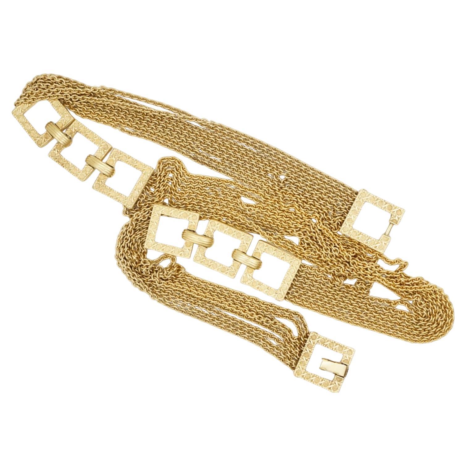 Christian Dior by John Galliano 1990s 8 Strands Square Charm Link Necklace Belt For Sale