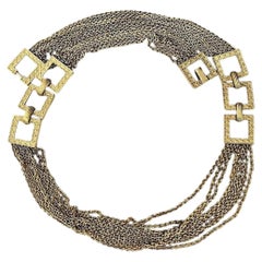 Christian Dior by John Galliano 1990s Gold Strands Square Link Necklace Belt