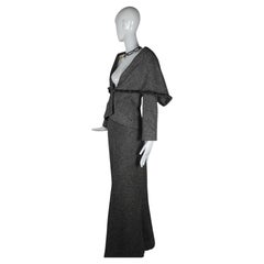 Ensemble Cape et jupe longue en laine grise Christian Dior by John Galliano 1997/1998