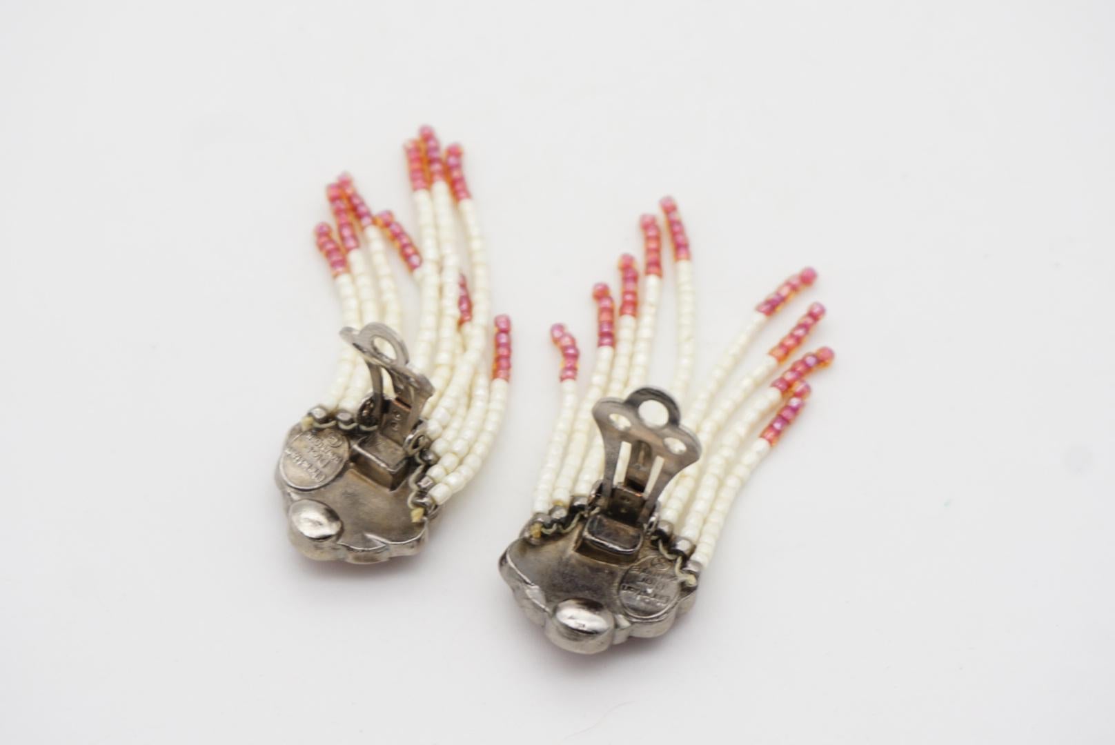 CHRISTIAN DIOR by John Galliano 1997 Burgundy Rose Micro Beads Tassel Earrings in vendita 11