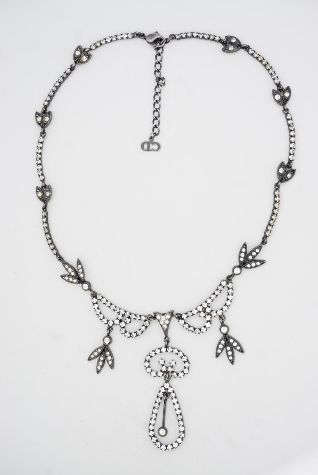 CHRISTIAN DIOR for John Galliano for Christian Dior 1997 Fall Sparkling Crystals Leaf Bib Necklace (Collier à plastron en forme de feuille avec cristaux étincelants) en vente 6