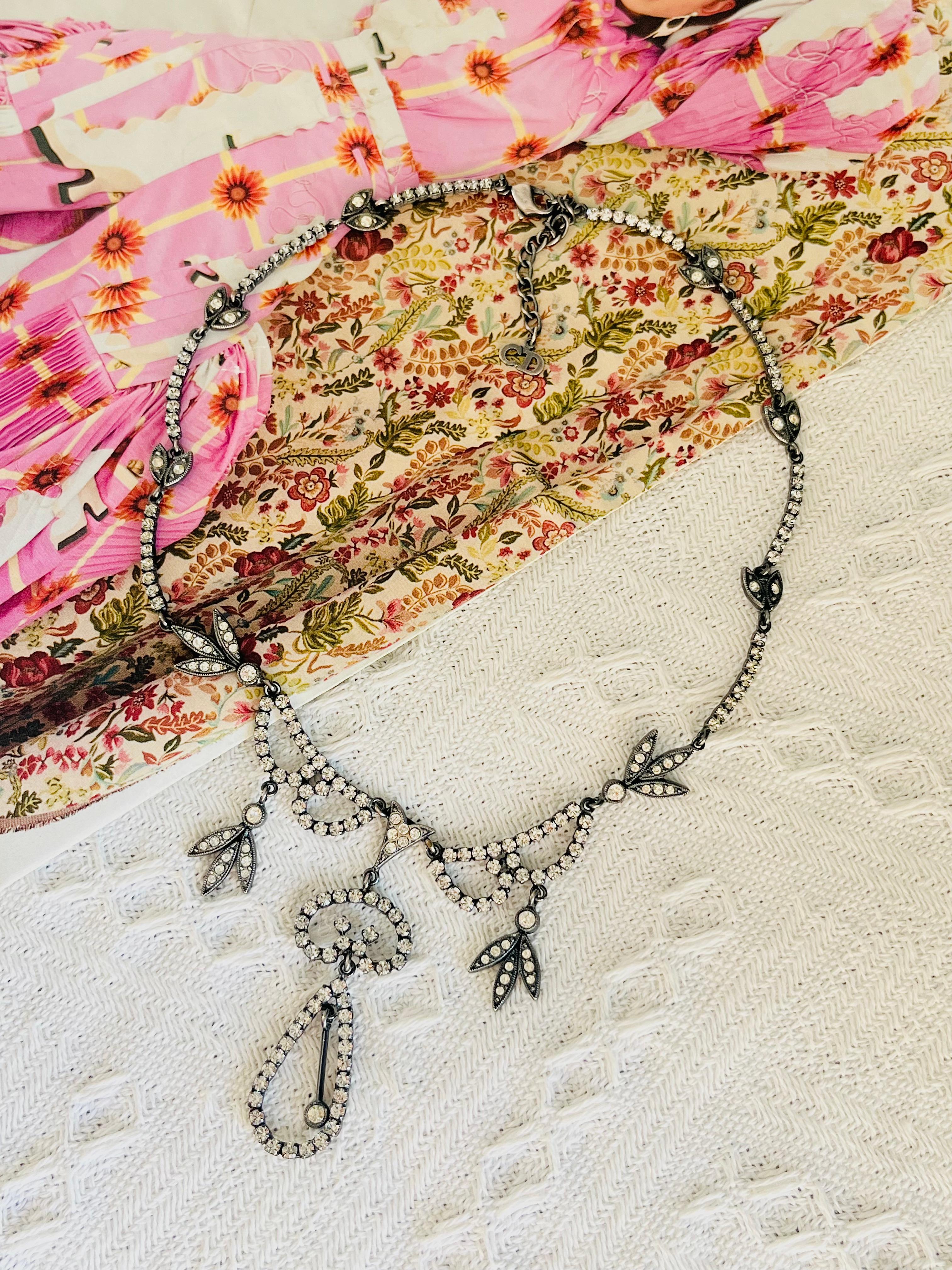 CHRISTIAN DIOR for John Galliano for Christian Dior 1997 Fall Sparkling Crystals Leaf Bib Necklace (Collier à plastron en forme de feuille avec cristaux étincelants) en vente 1
