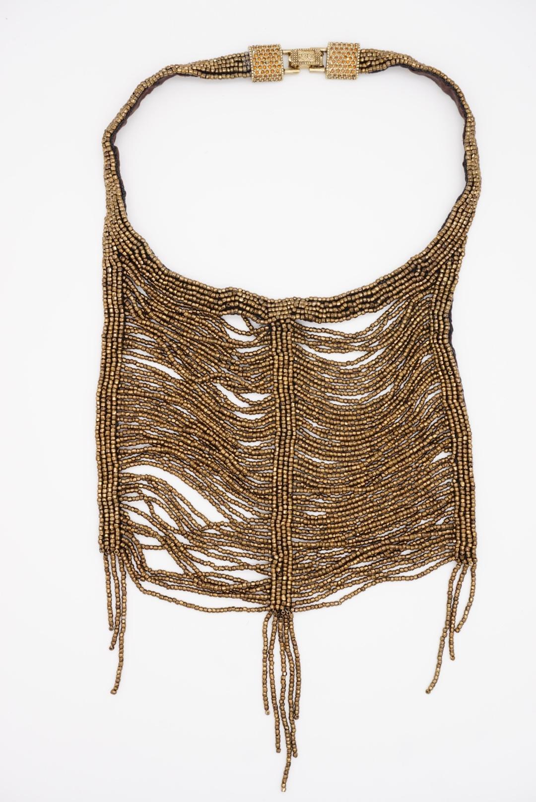 CHRISTIAN DIOR by John Galliano 1997 Masai Beads Crystals Bronze Bib Necklace For Sale 5