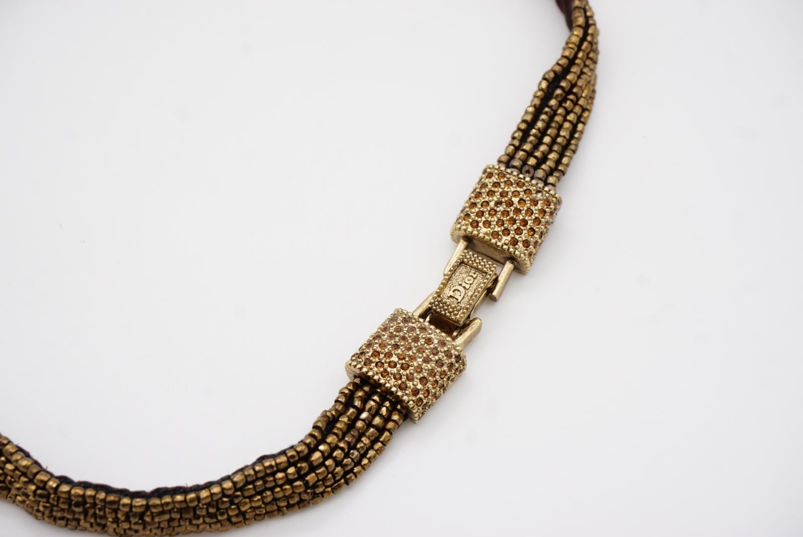 CHRISTIAN DIOR by John Galliano 1997 Masai Beads Crystals Bronze Bib Necklace For Sale 8