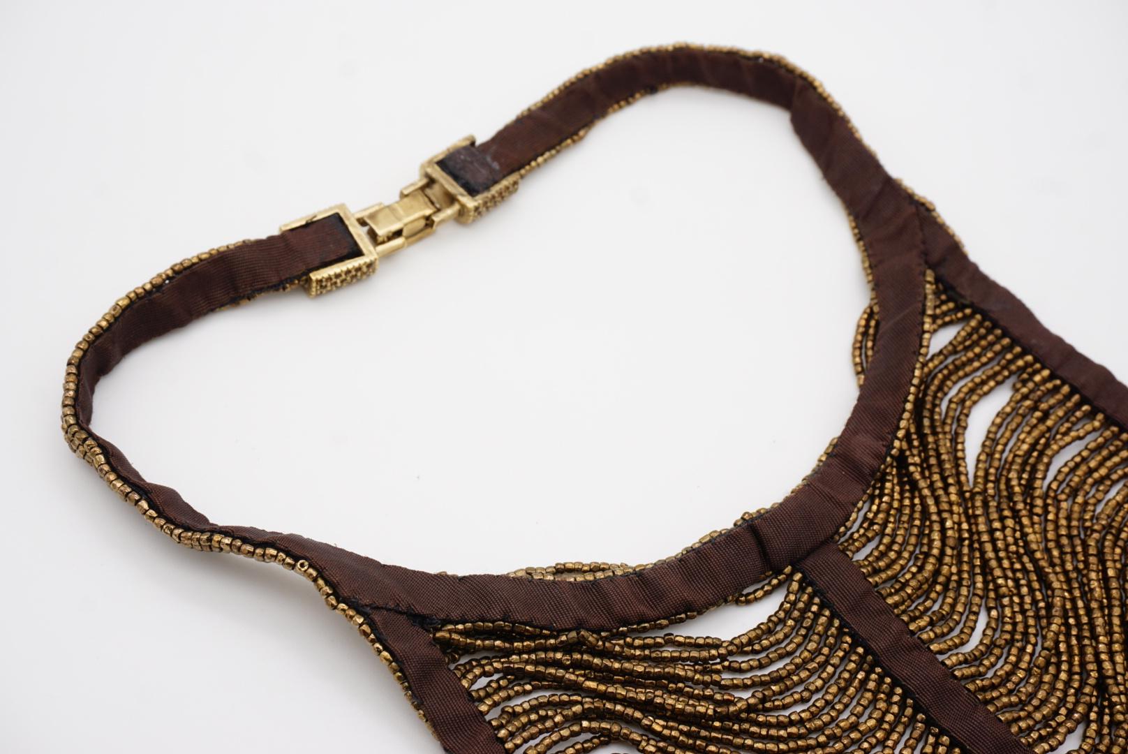 CHRISTIAN DIOR by John Galliano 1997 Masai Beads Crystals Bronze Bib Necklace For Sale 10