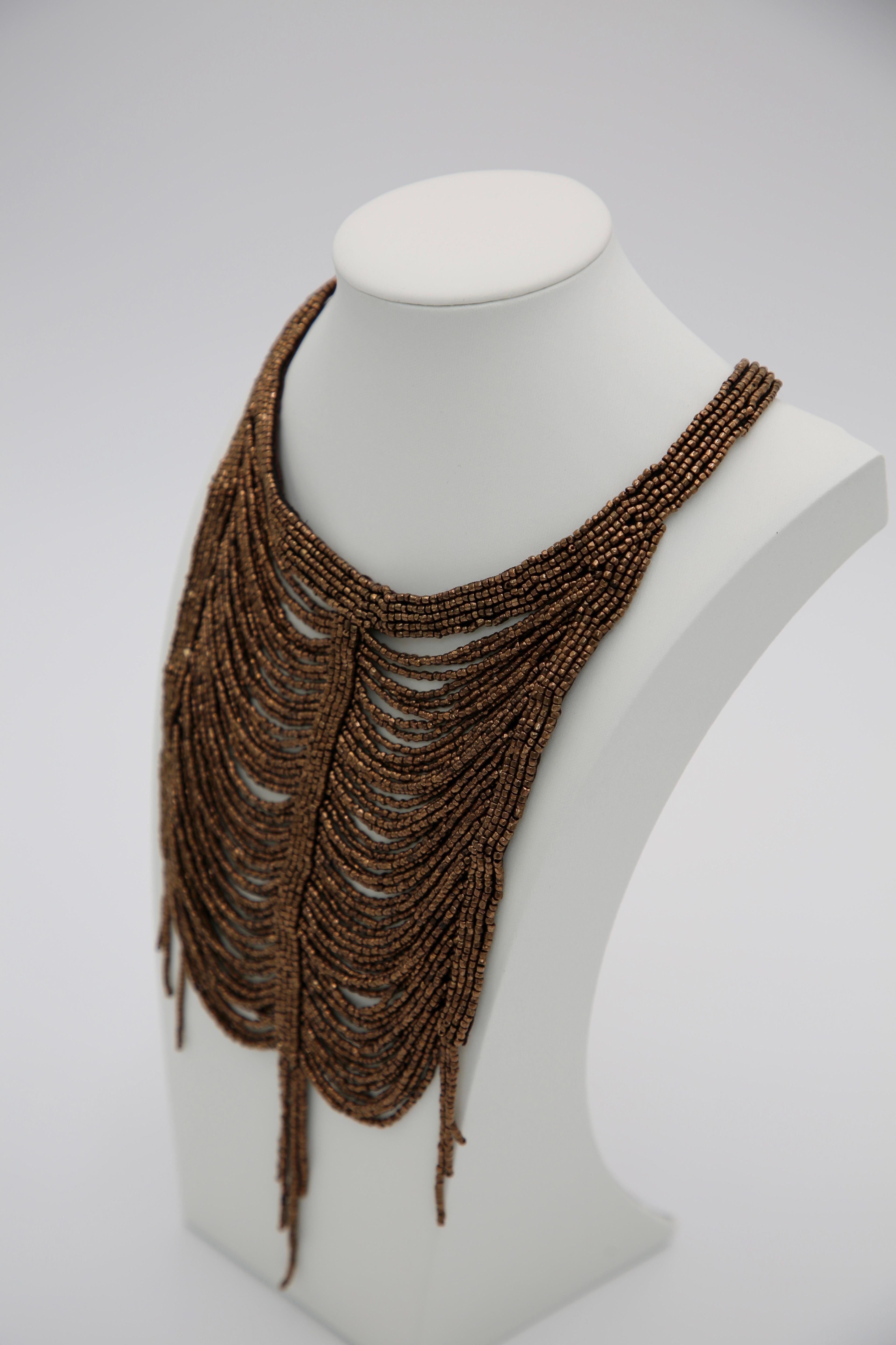 Christian Galliano for Christian Dior 1997 Collana con perline Masai e cristalli in bronzo In condizioni ottime in vendita a Dallas, TX