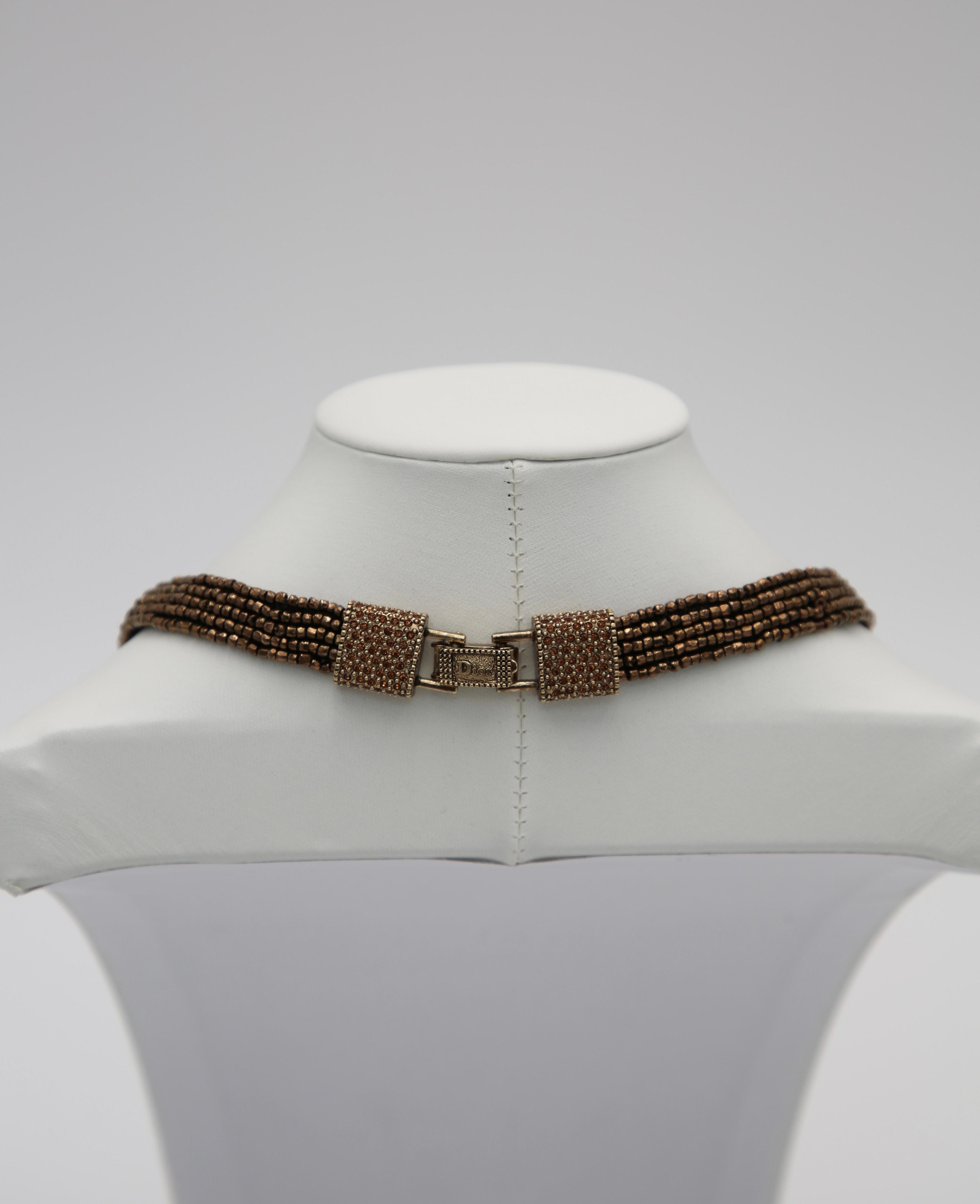 da uomo o donna Christian Galliano for Christian Dior 1997 Collana con perline Masai e cristalli in bronzo in vendita