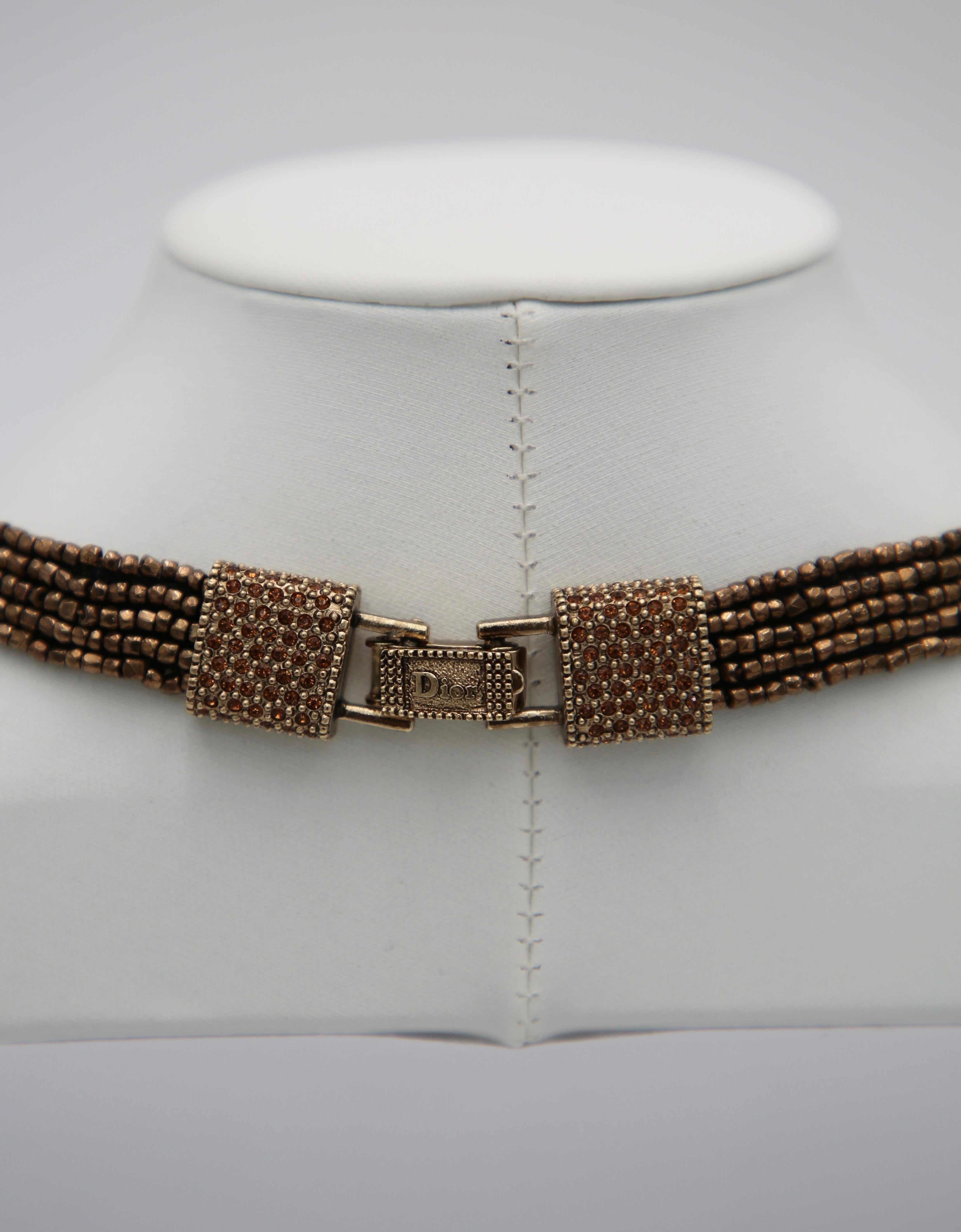 Christian Galliano for Christian Dior 1997 Collana con perline Masai e cristalli in bronzo in vendita 1