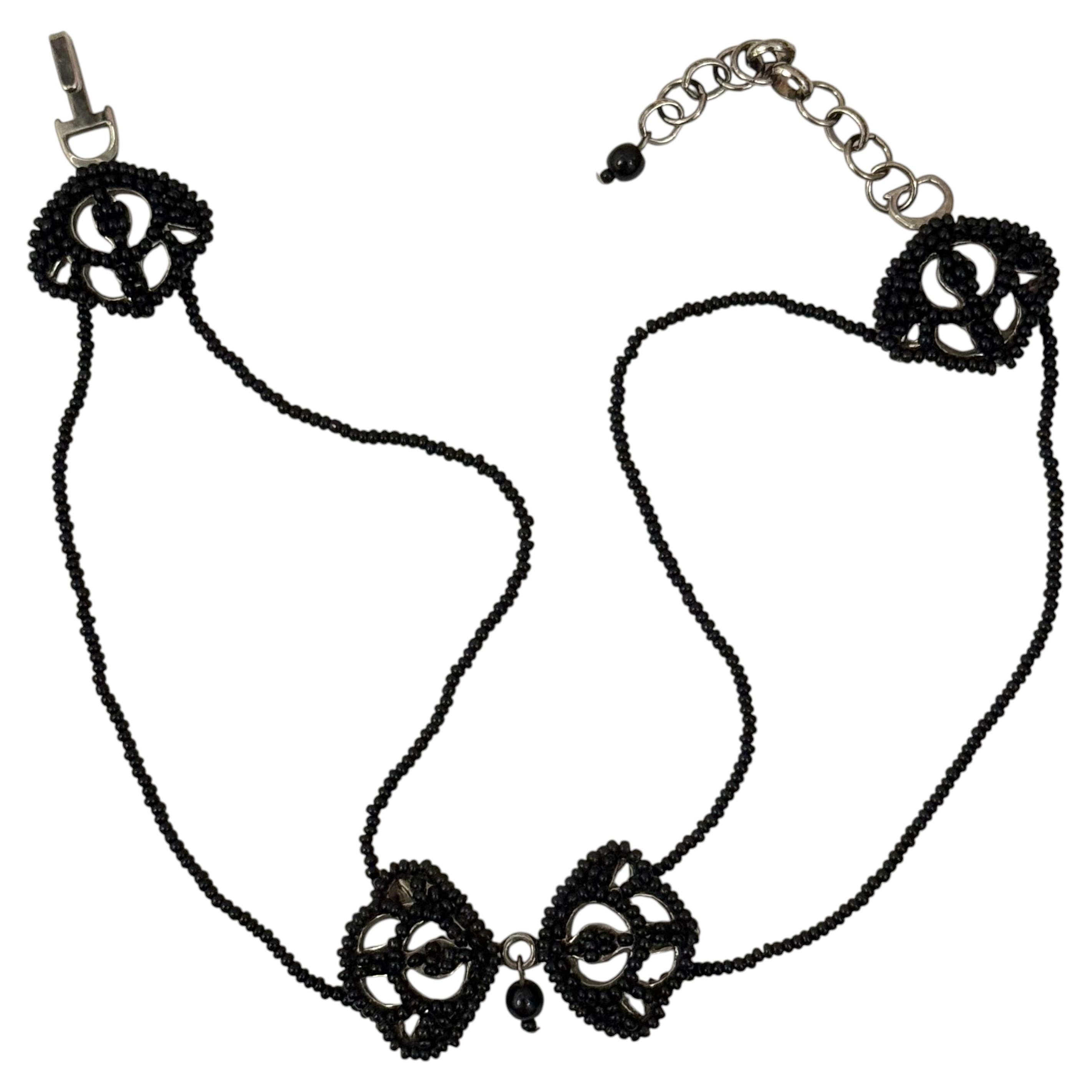 Christian Dior by John Galliano 2000´s black beads choker necklace