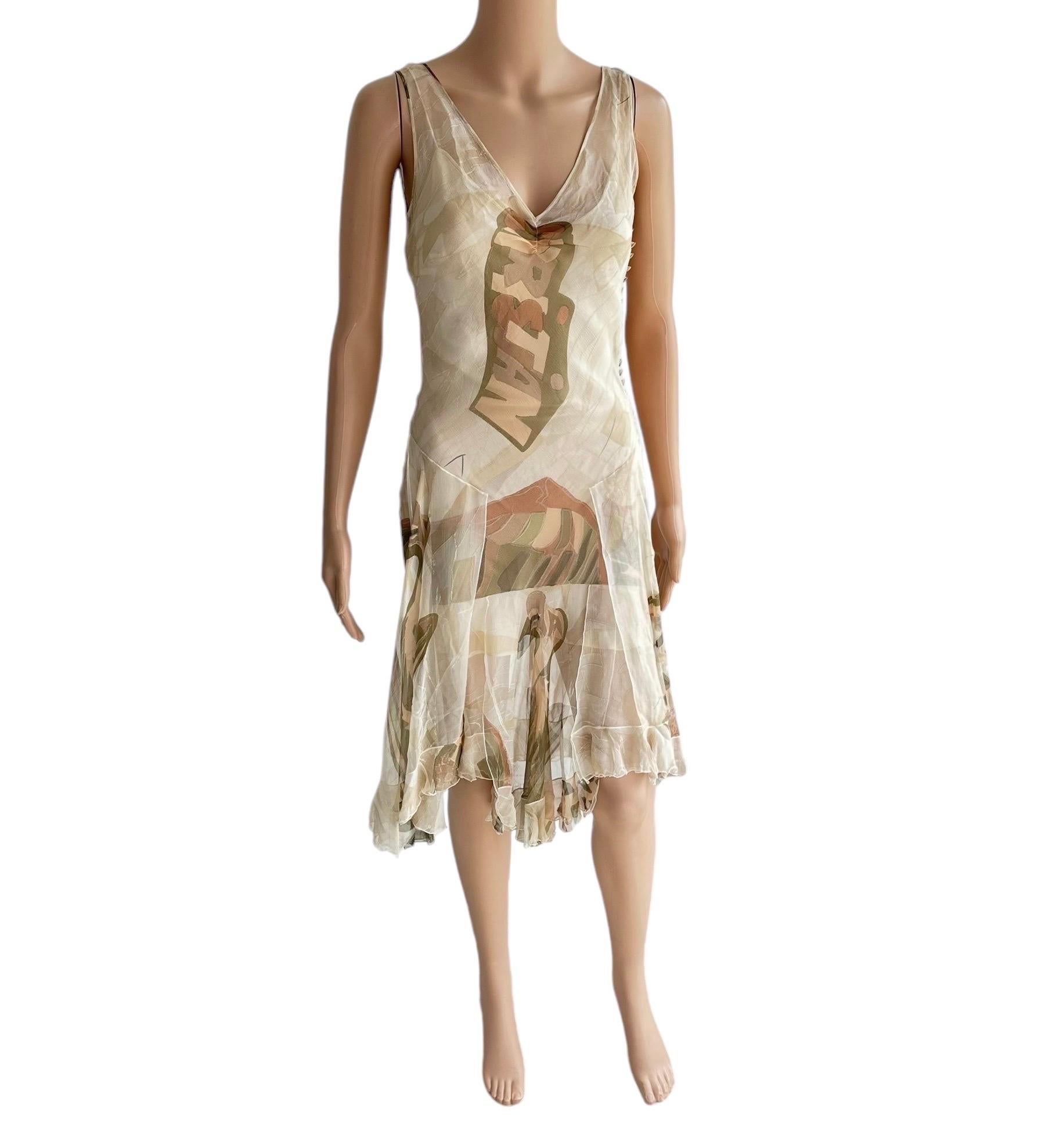 Christian Dior by John Galliano F/W 2001 Logo Sheer Bias Cut Slip Dress For Sale 7