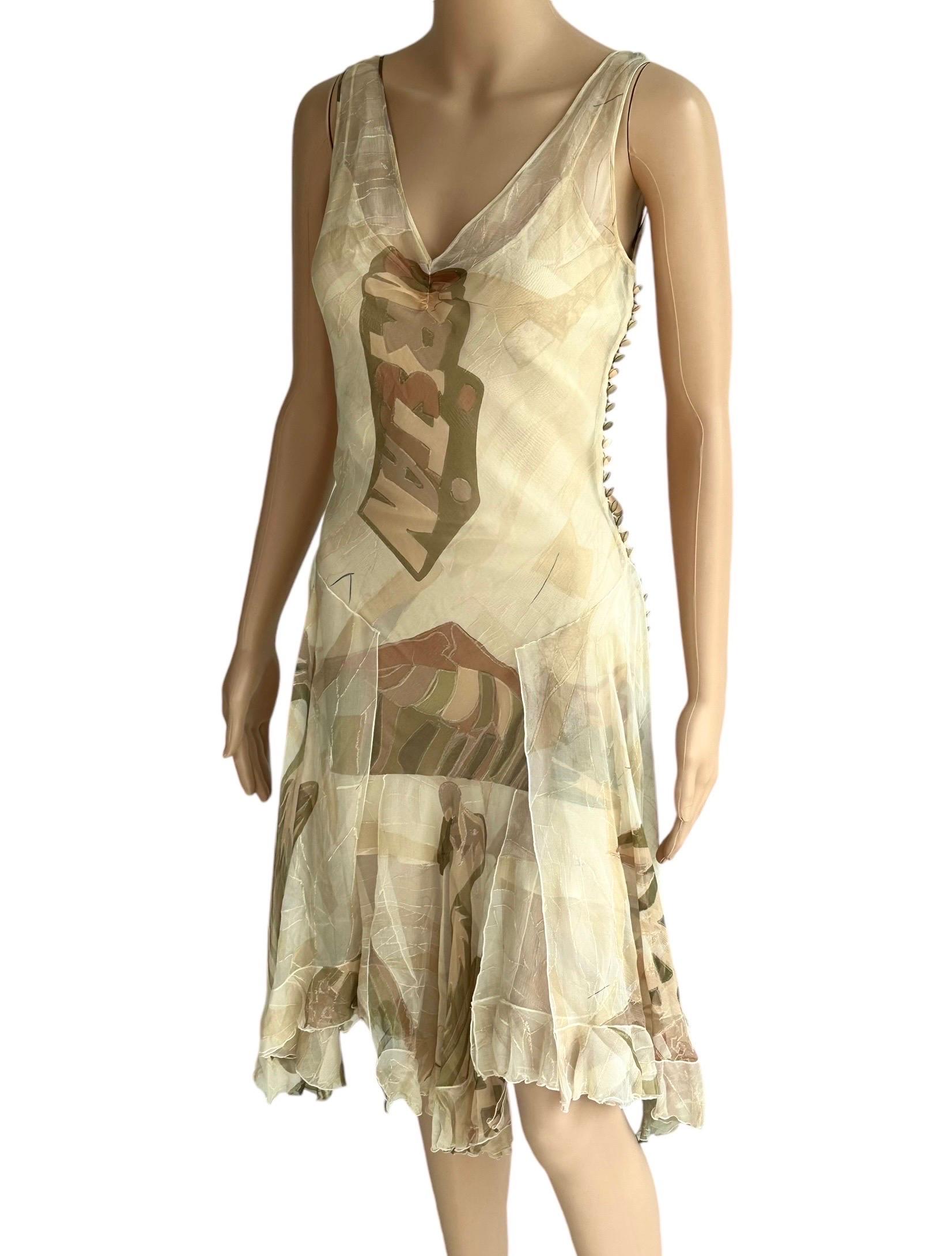 Christian Dior by John Galliano F/W 2001 Logo Sheer Bias Cut Slip Dress For Sale 10