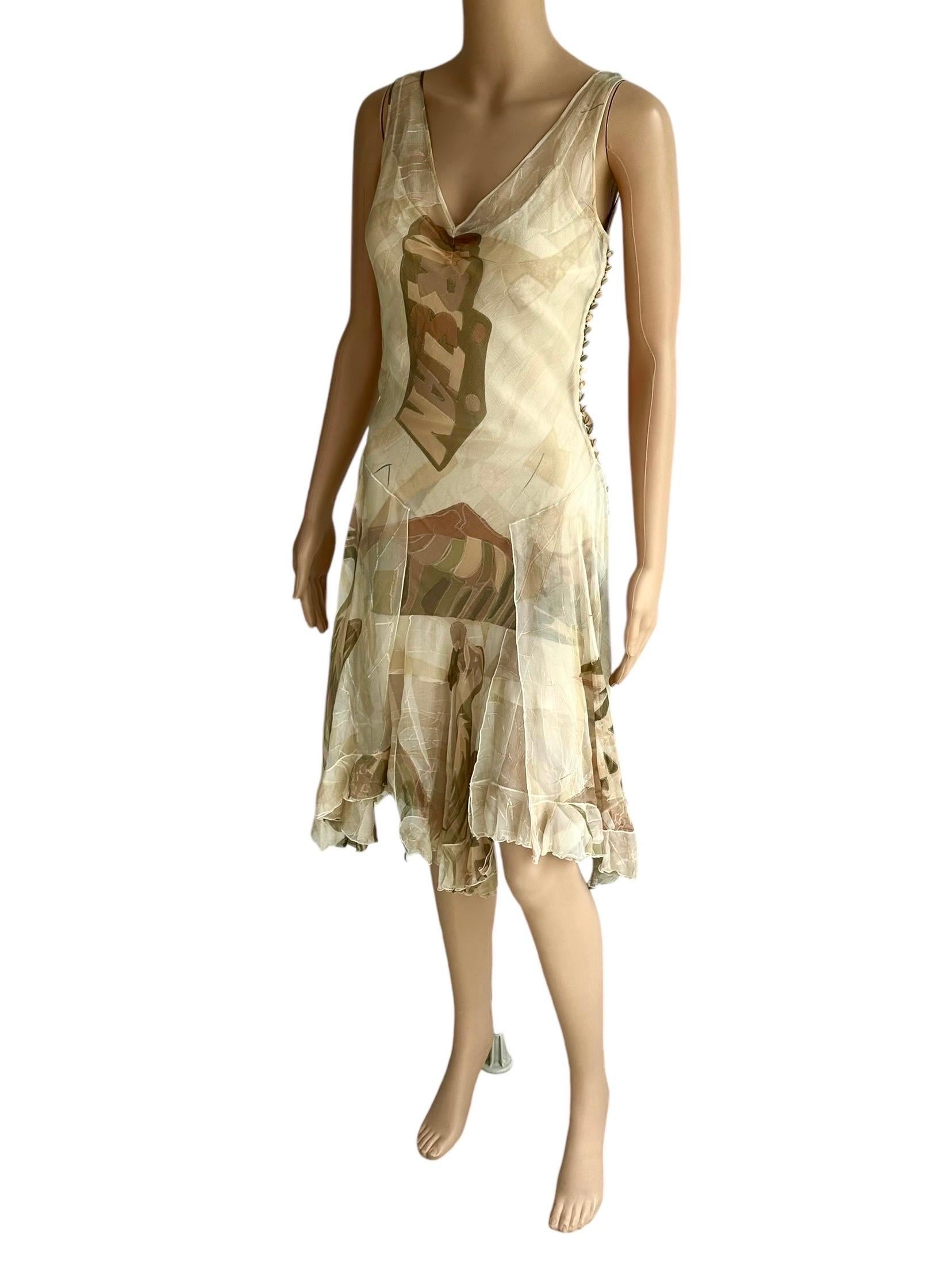 Christian Dior by John Galliano F/W 2001 Logo Sheer Bias Cut Slip Dress For Sale 11