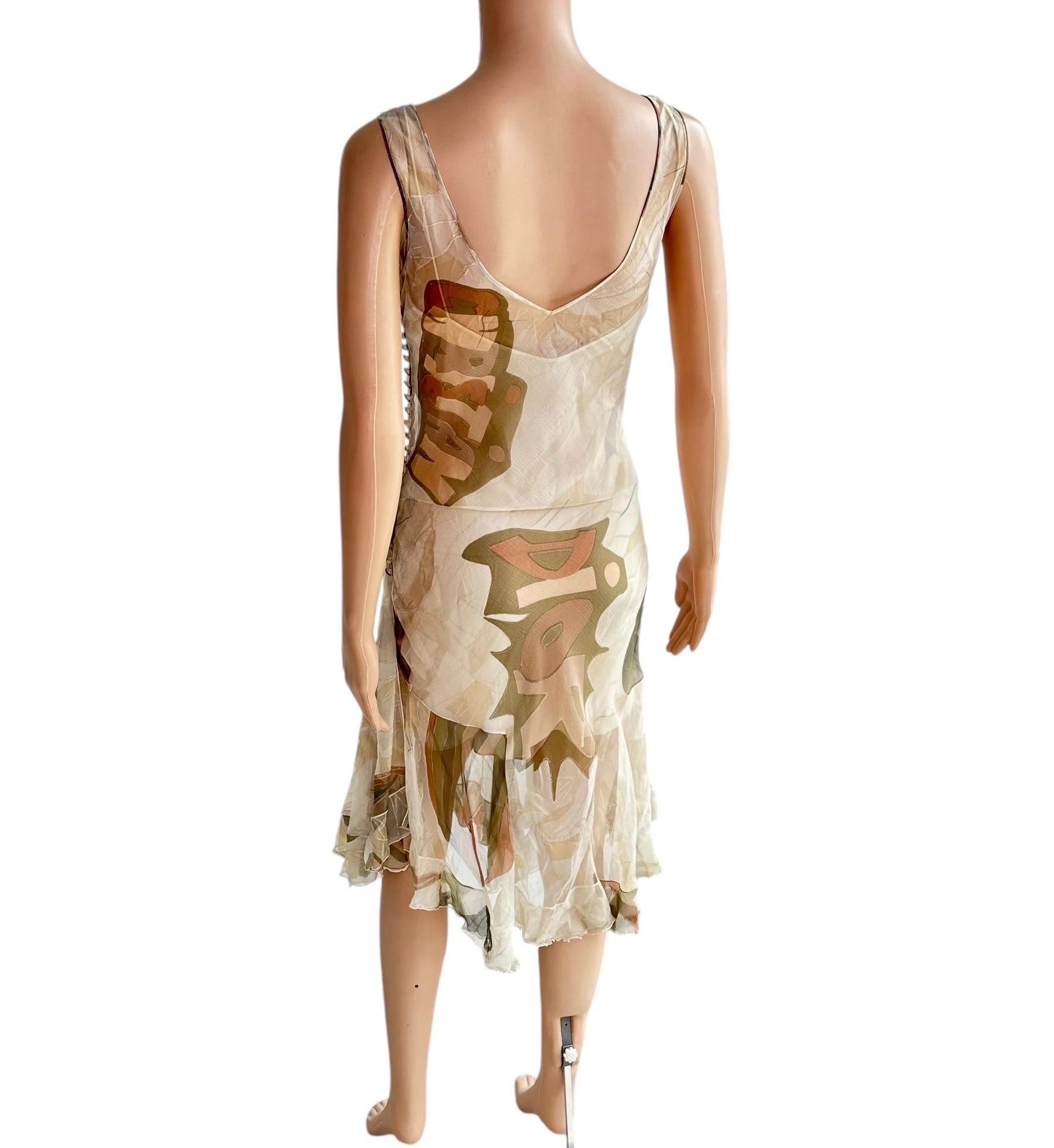 Christian Dior by John Galliano F/W 2001 Logo Sheer Bias Cut Slip Dress For Sale 13