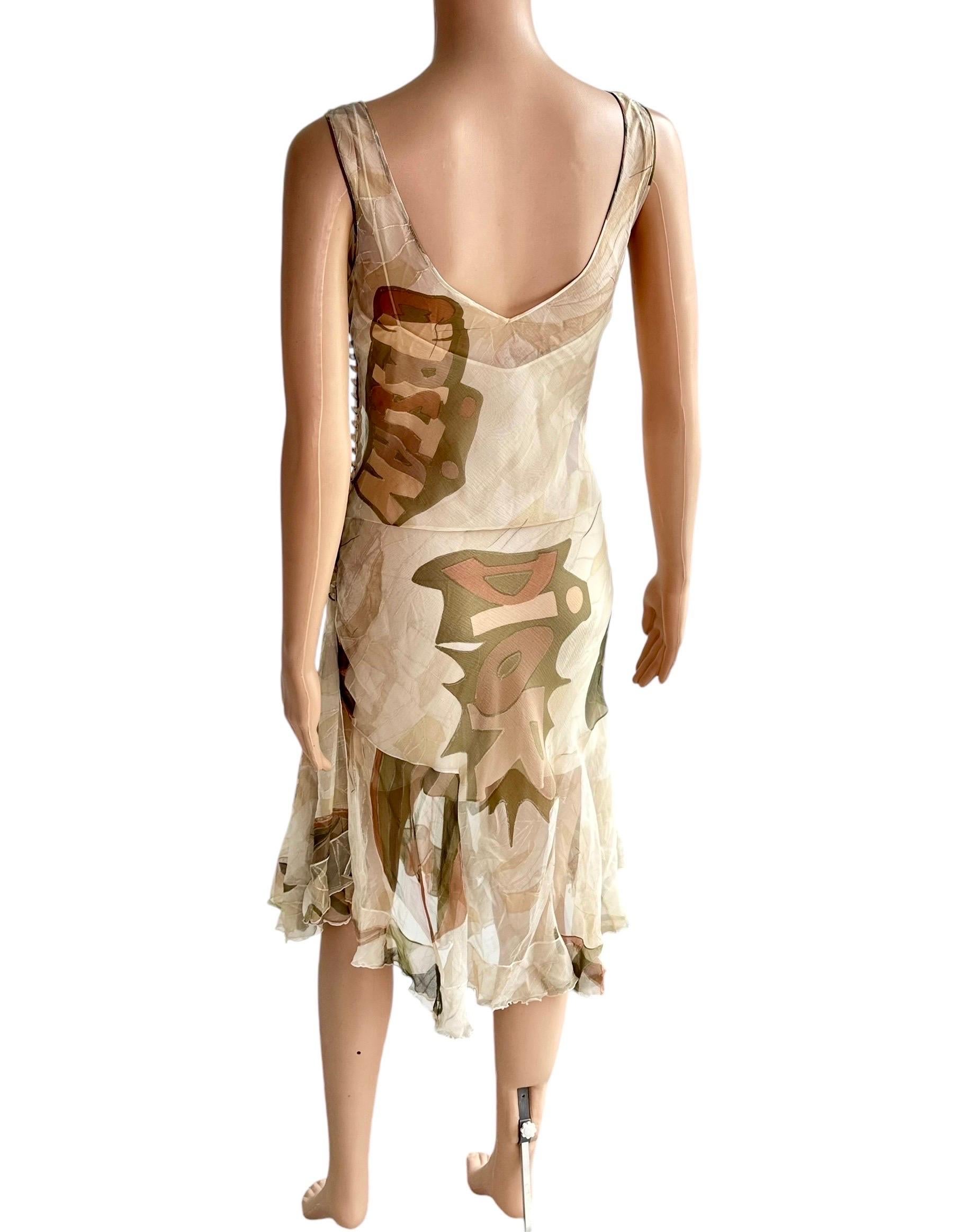 Christian Dior by John Galliano F/W 2001 Logo Sheer Bias Cut Slip Dress For Sale 14