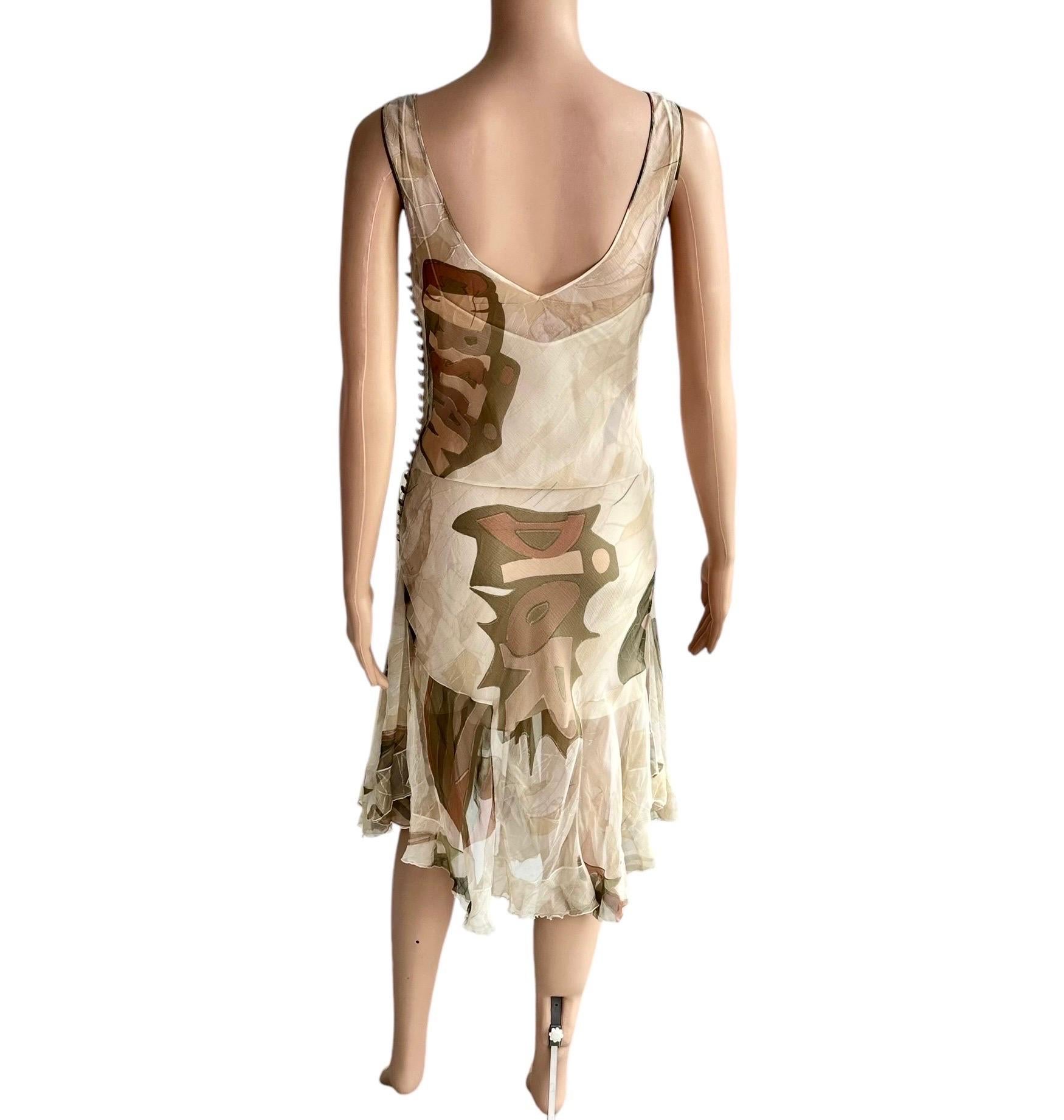 Christian Dior by John Galliano F/W 2001 Logo Sheer Bias Cut Slip Dress For Sale 15