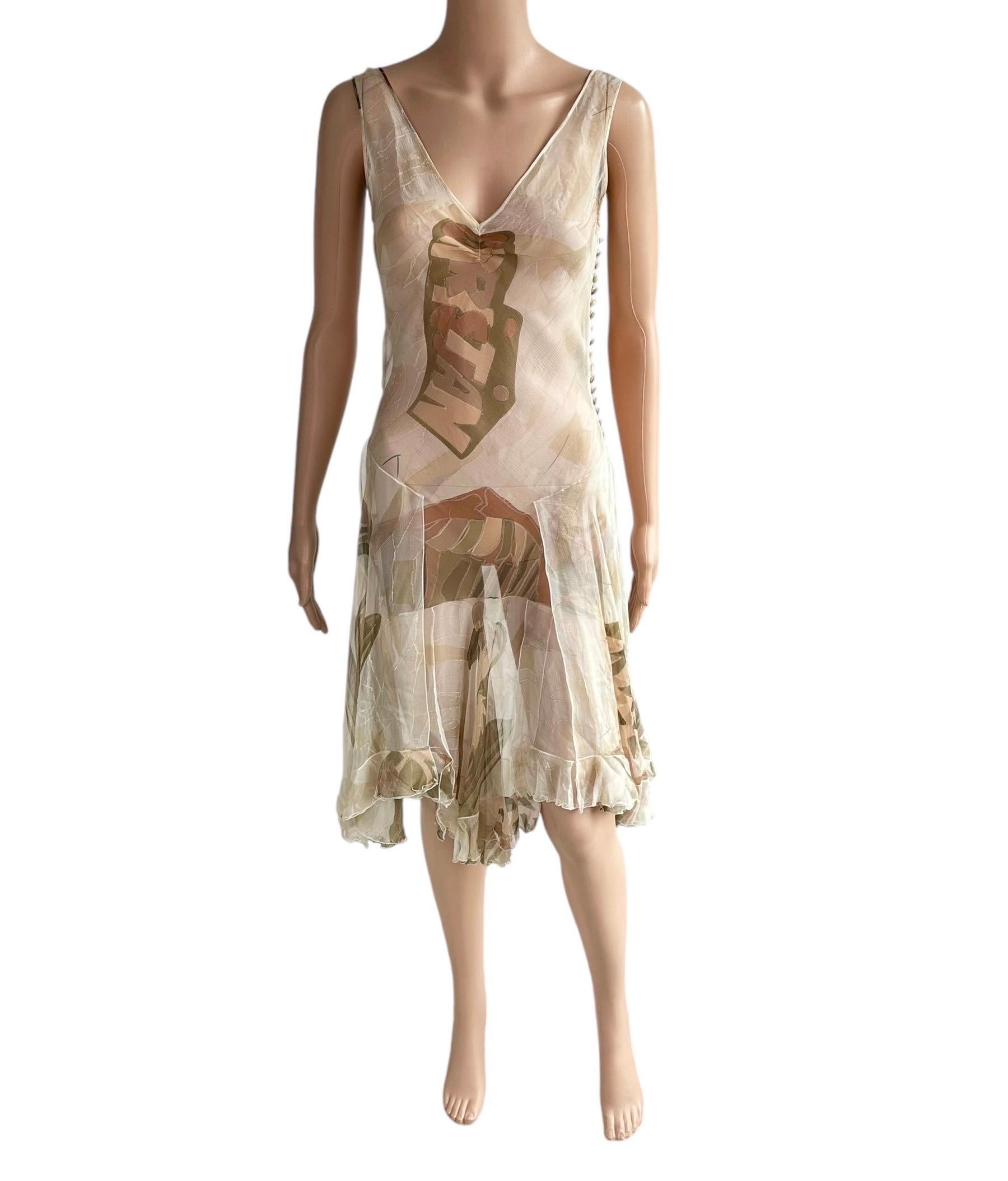 Christian Dior by John Galliano F/W 2001 Logo Sheer Bias Cut Slip Dress For Sale 1