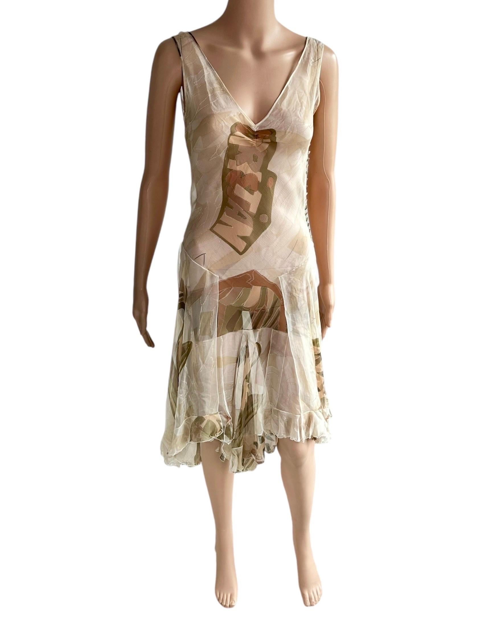 Christian Dior by John Galliano F/W 2001 Logo Sheer Bias Cut Slip Dress For Sale 3