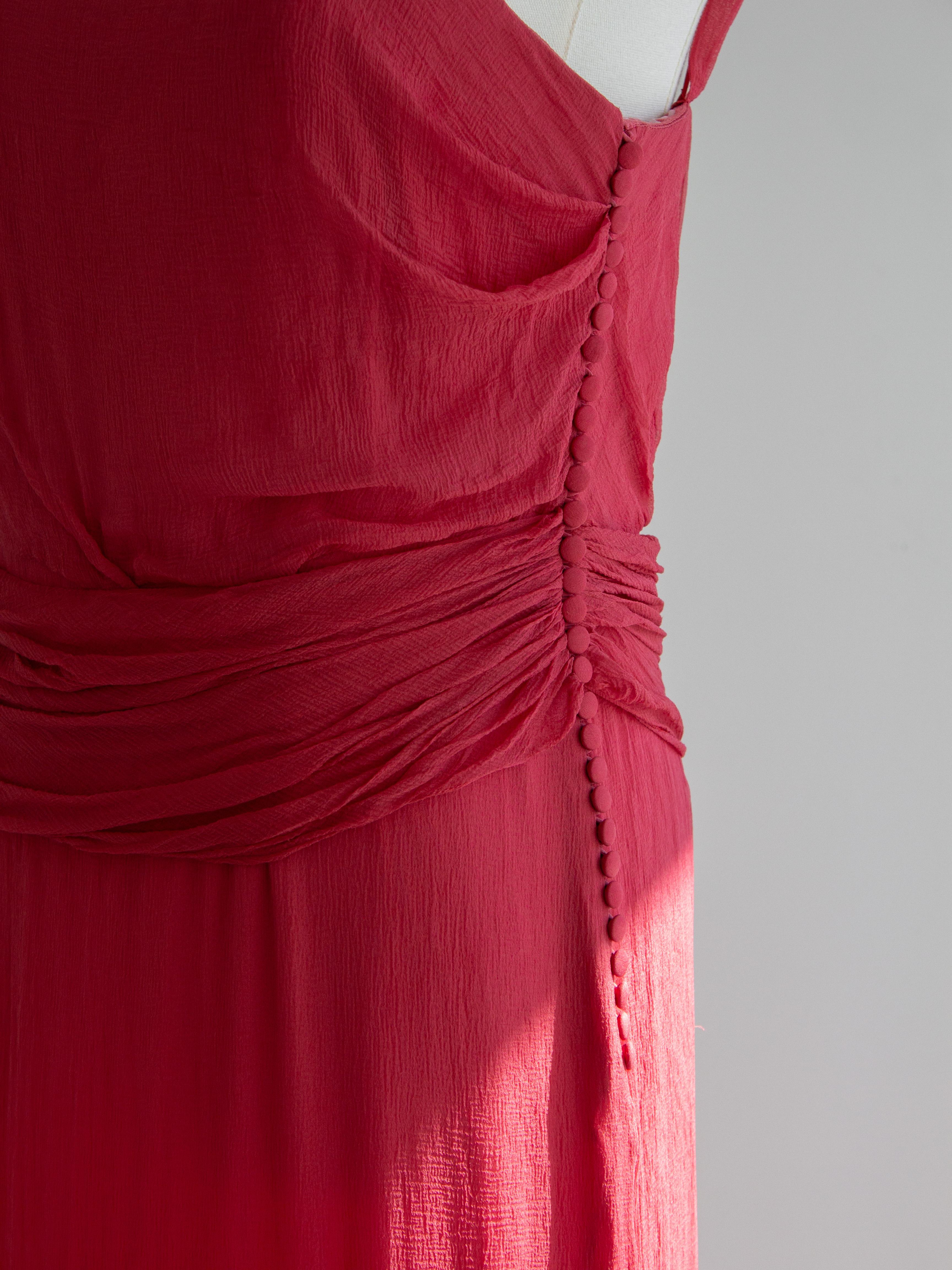 Christian Dior By John Galliano for Christian Dior 2000s Robe en soie froncée rose pastèque en vente 6