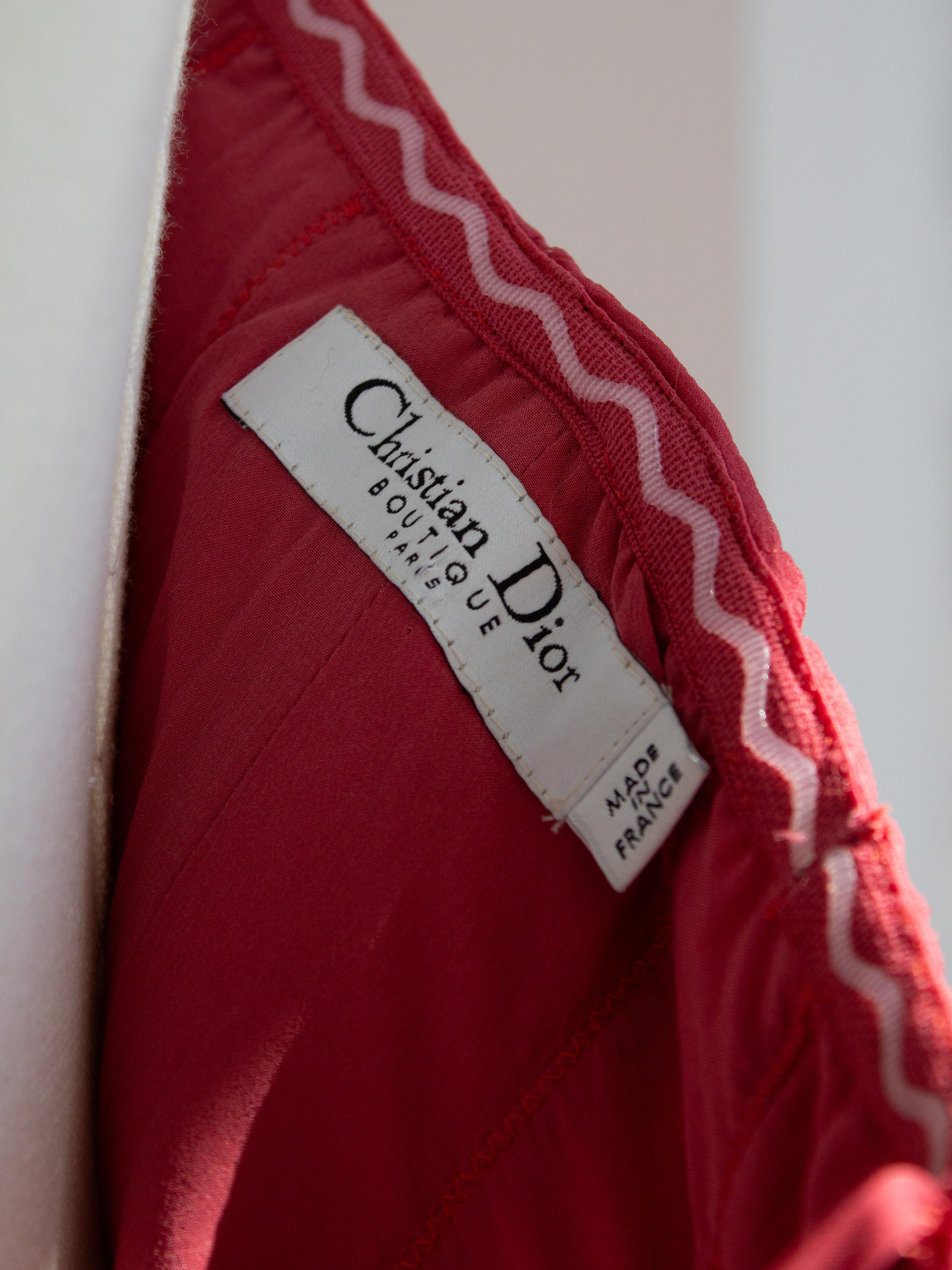 Christian Dior By John Galliano for Christian Dior 2000s Robe en soie froncée rose pastèque en vente 9