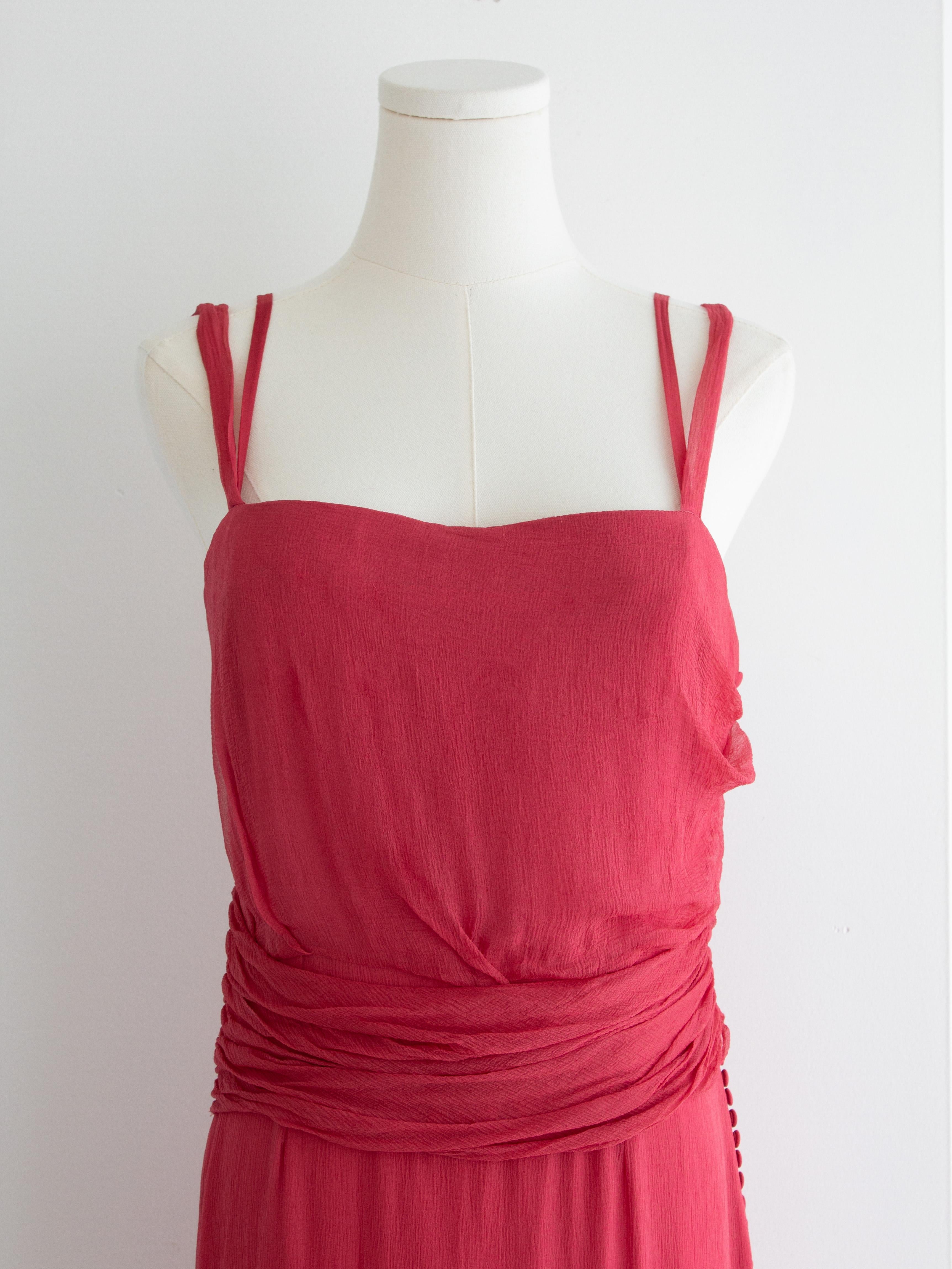 Rose Christian Dior By John Galliano for Christian Dior 2000s Robe en soie froncée rose pastèque en vente