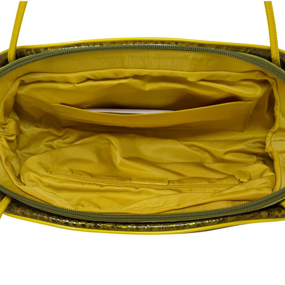 Women's or Men's Christian Dior by John Galliano 2000s Yellow Croc Embossed Shoulder Bag For Sale