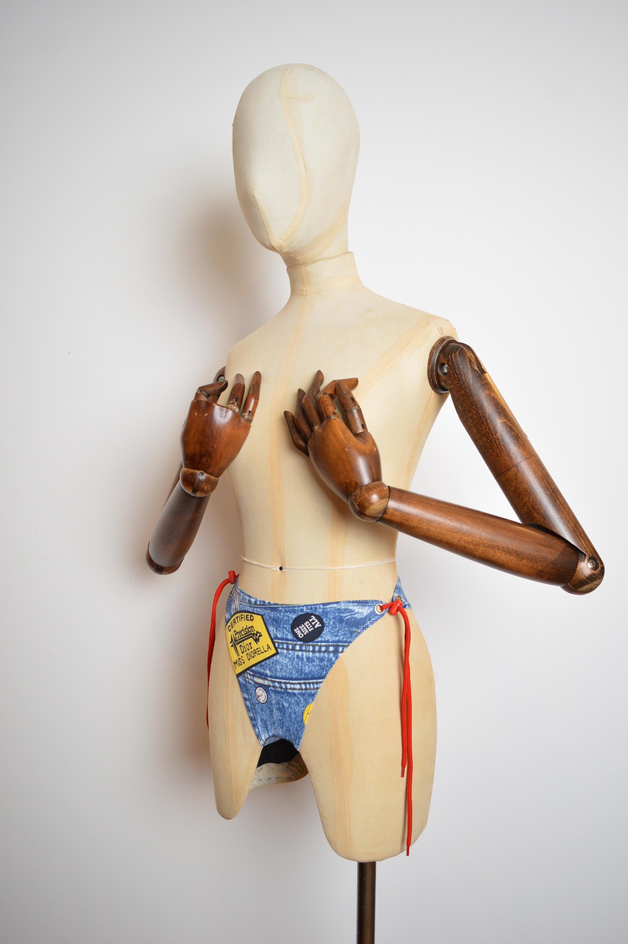 Christian Dior by John Galliano 2001 Denim-Bodyhose mit hoher Taille und Denim-Druck im Angebot 5