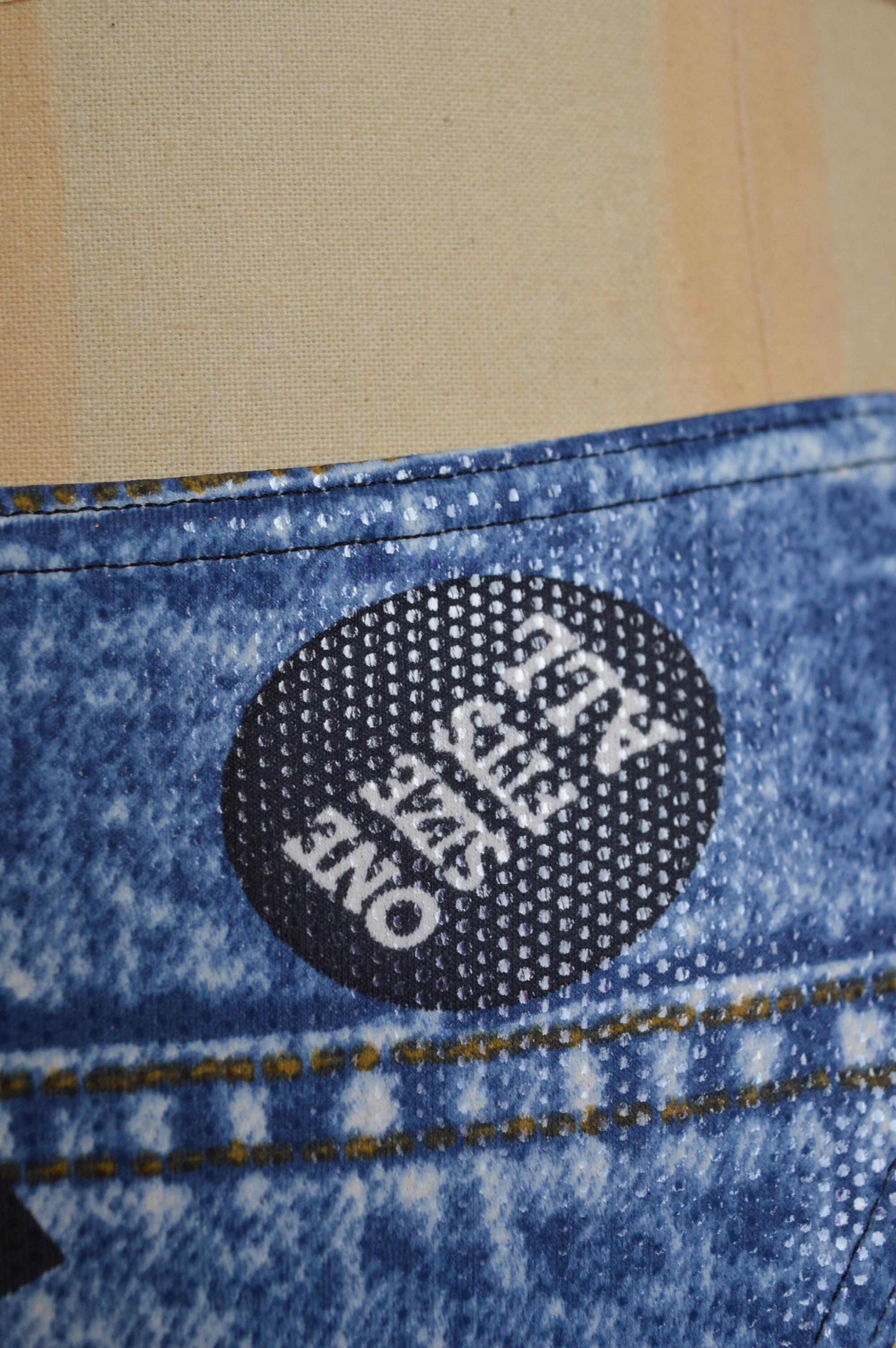 Christian Dior by John Galliano 2001 Denim-Bodyhose mit hoher Taille und Denim-Druck im Angebot 1