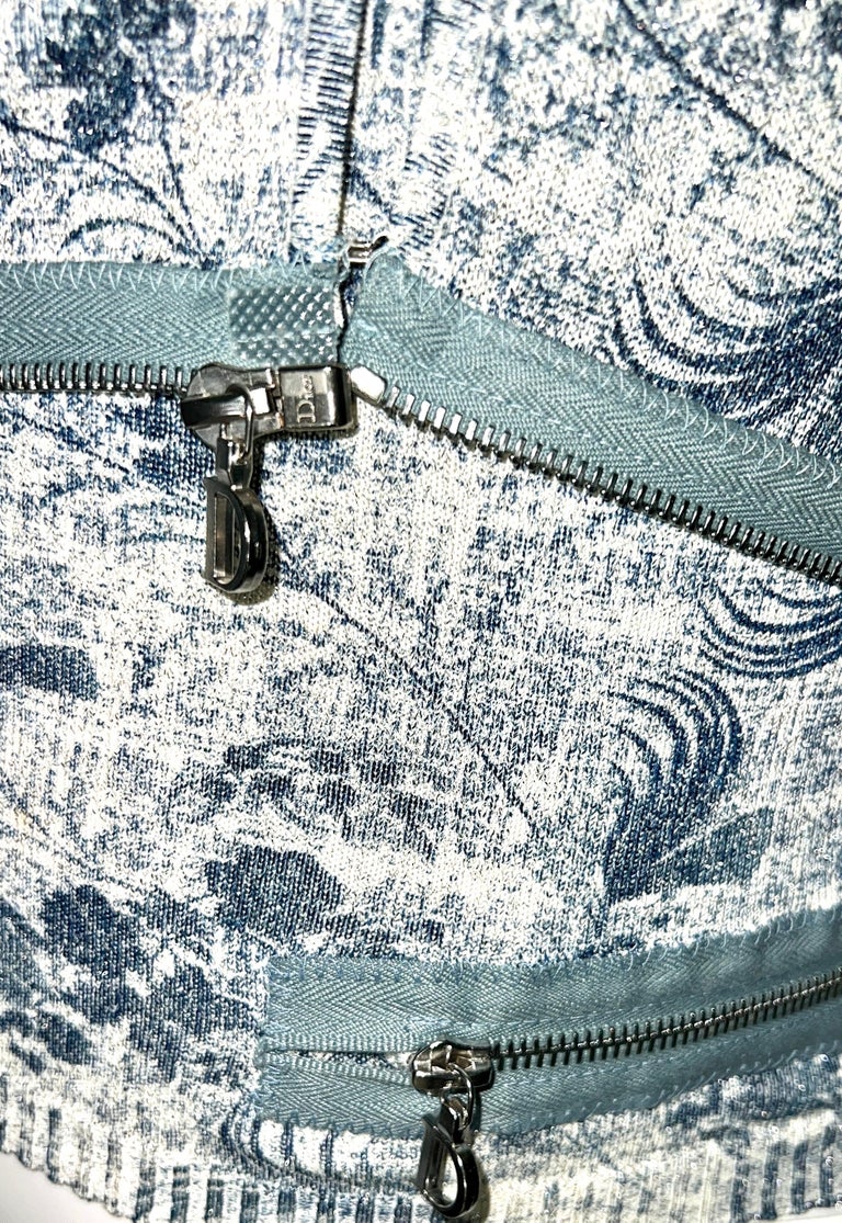 CHRISTIAN DIOR by John Galliano 2001 Metallic Knit Twin Set Zipper Details 36 For Sale 6