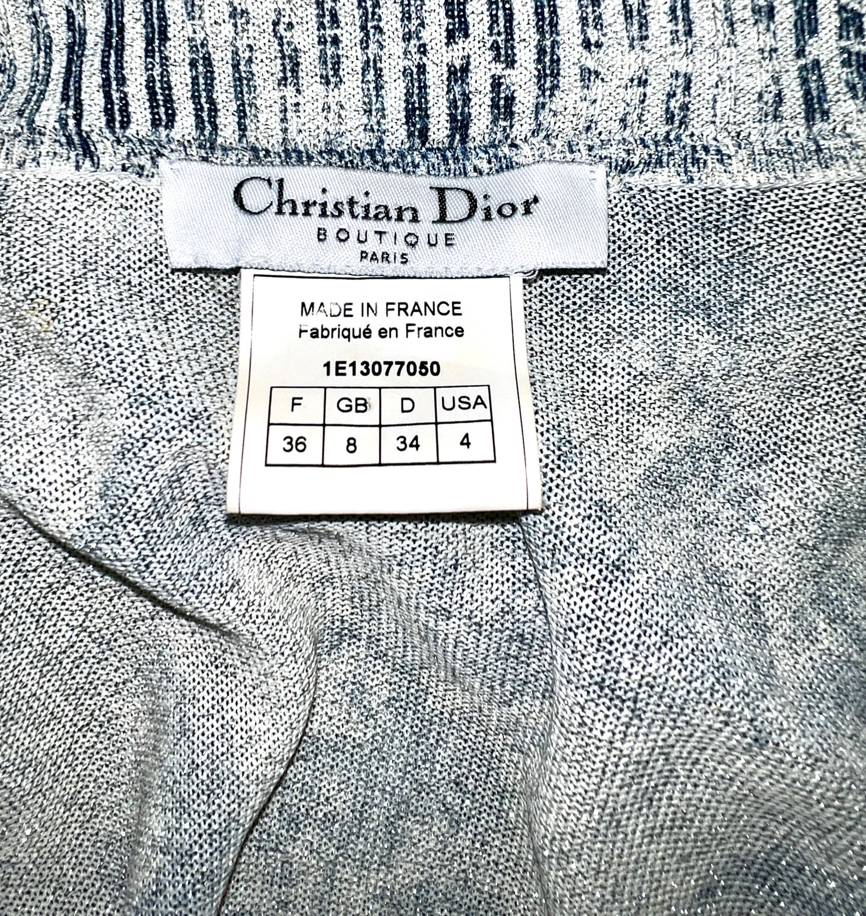 CHRISTIAN DIOR by John Galliano 2001 Conjunto gemelo de punto metalizado Detalles de cremallera 36 en venta 7