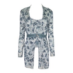 CHRISTIAN DIOR by John Galliano 2001 Metallic Knit Twin Set Zipper Details 36