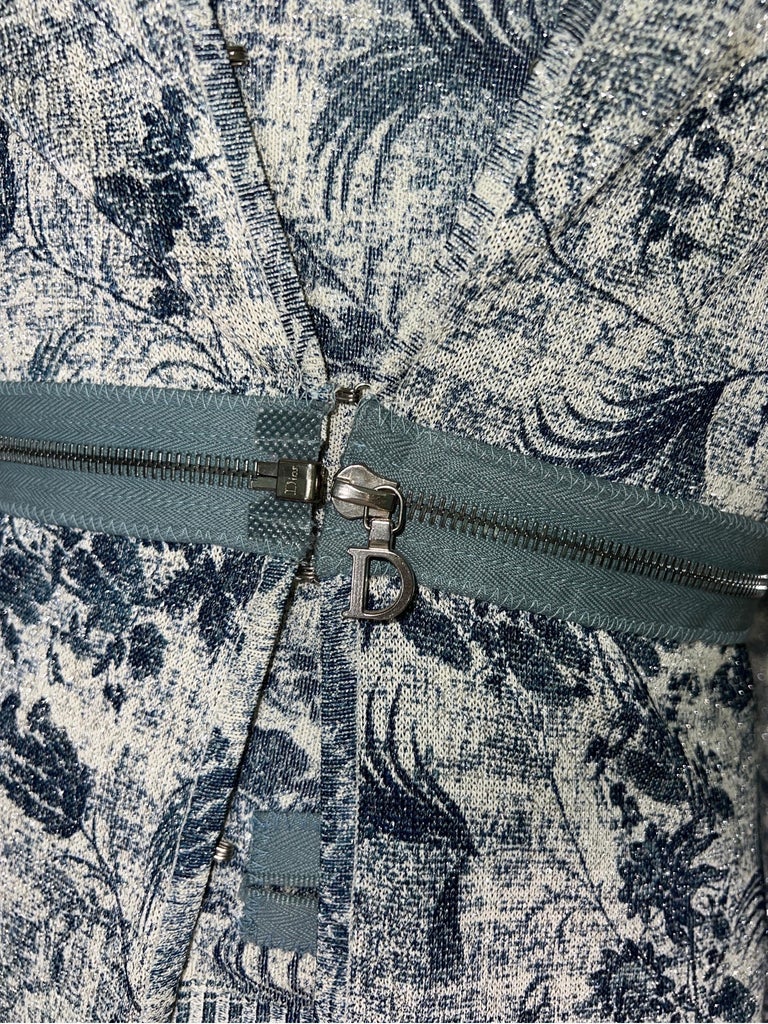 CHRISTIAN DIOR by John Galliano 2001 Metallic Knit Twin Set Zipper Details 36 For Sale 5