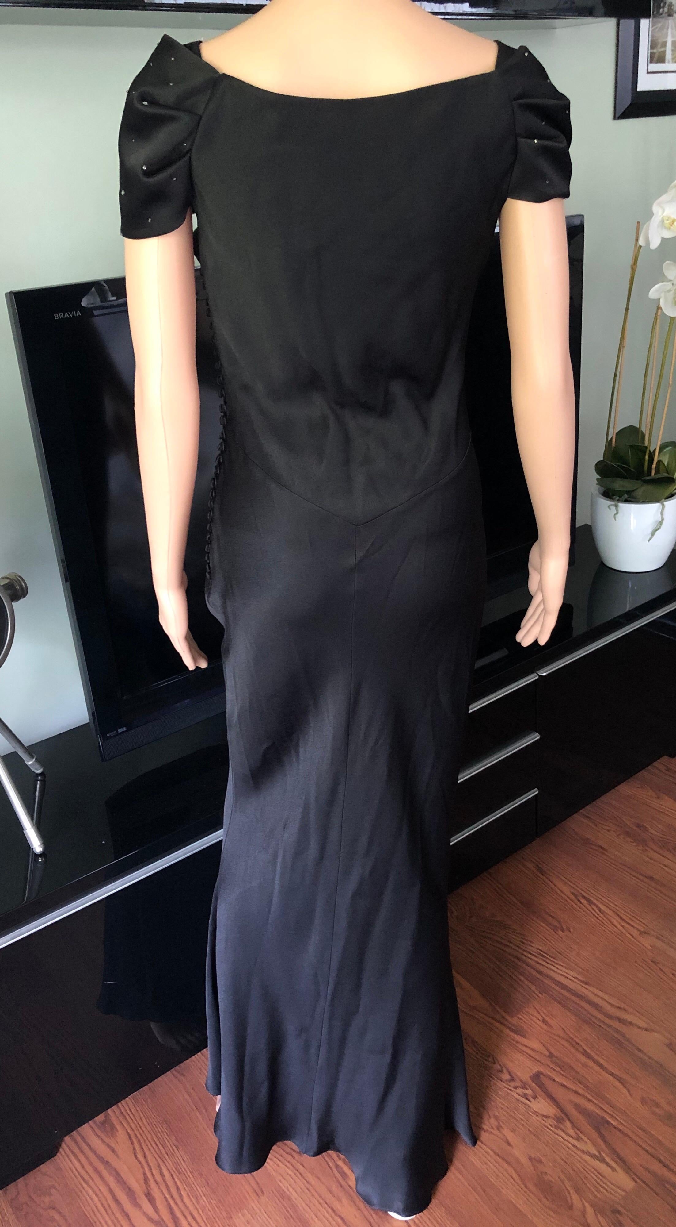 Women's Christian Dior Satin Embellished Black Dress Gown