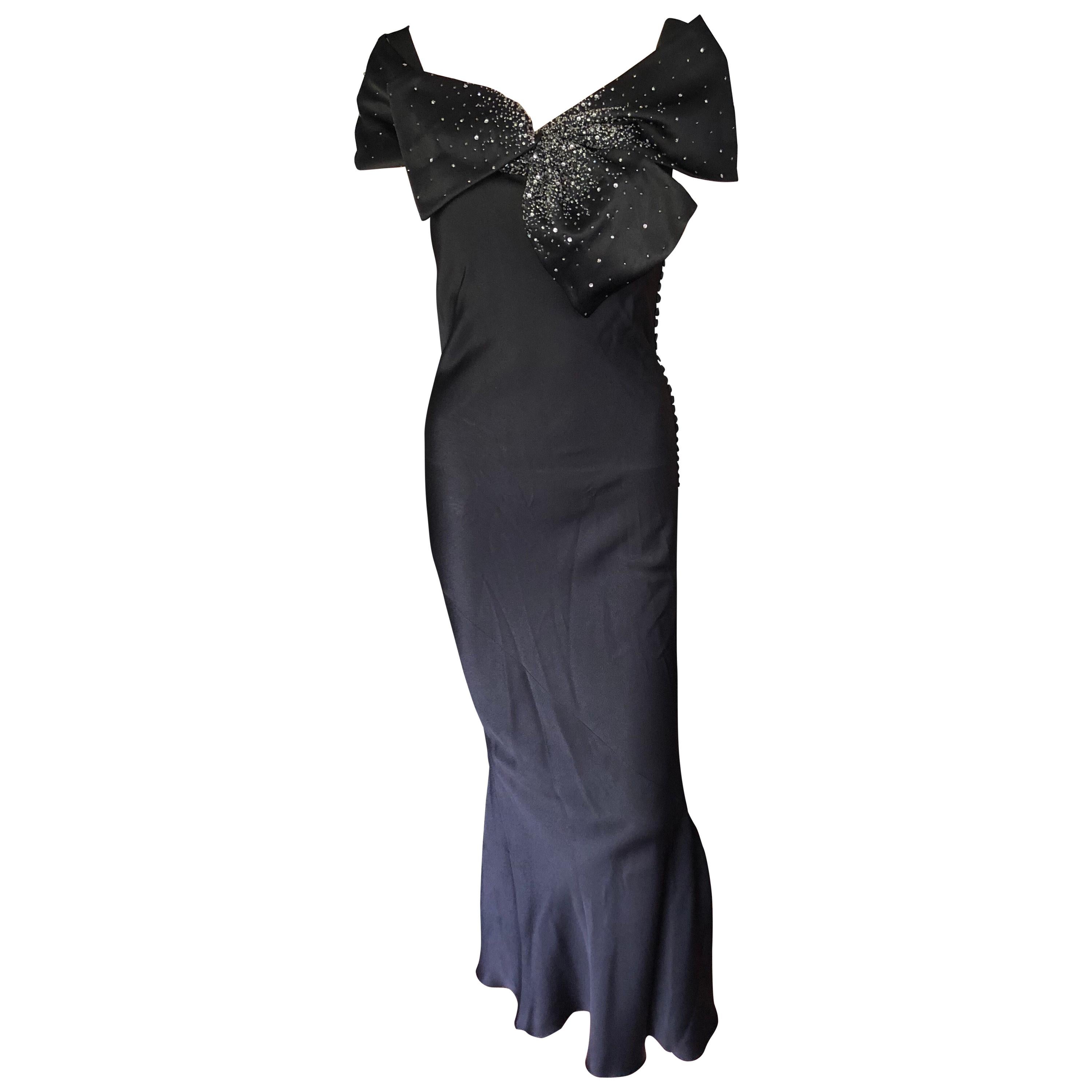 Christian Dior Satin Embellished Black Dress Gown