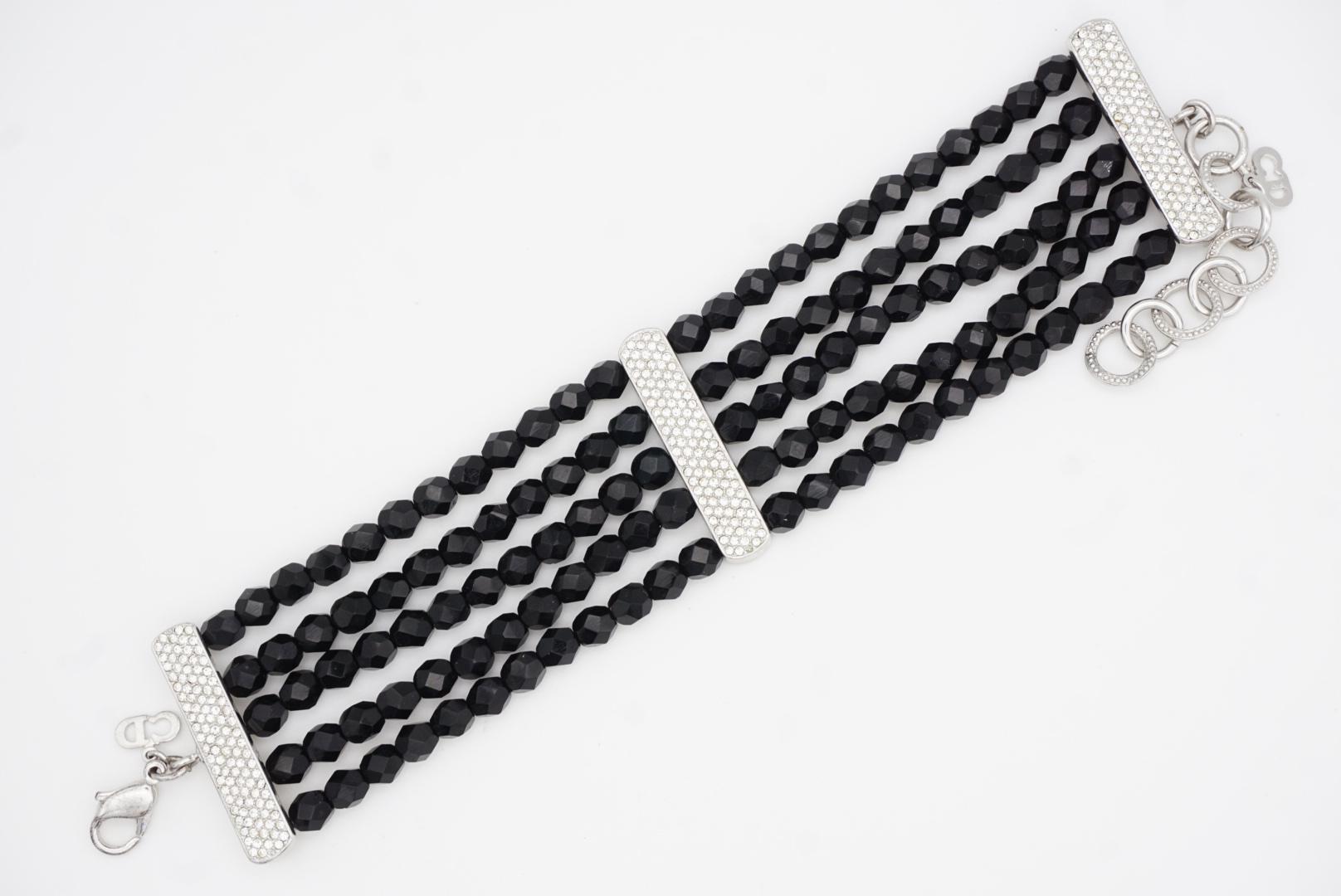 Christian Dior by John Galliano 2002 Lagen Schwarz Perlen Kristalle Silber Armband im Angebot 5